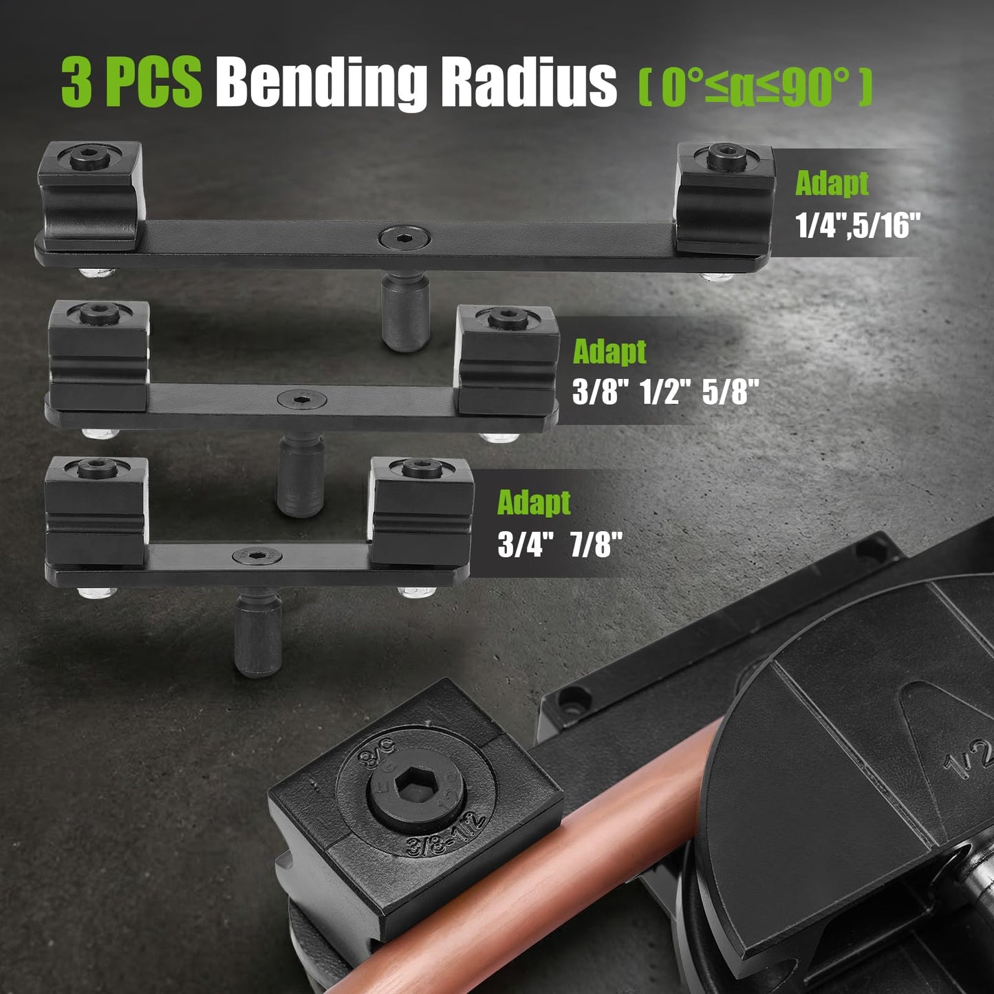 Super Stars Hydraulic Tubing Pipe Bender Kit 1/4in–7/8in - HVAC Copper Pipe Bender with 7 Aluminum Dies - 90 Degree Pipe Bending Tool for Air Conditioner and Refrigerator Repair