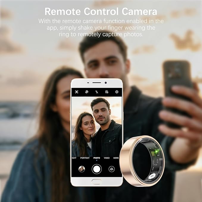 Smart Health Rings for Women Men, Fitness Tracker with Heart Rate, Blood Oxygen, HRV, Sleep Tracker, Step Tracker, No Subscription Fee, IP68 Waterproof Smart Ring for iphone & Android (Gold 13#)