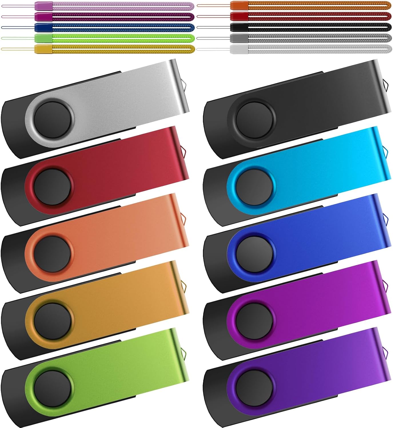 Kepmem 1GB 10 Pack 2.0 Multipack 1 Flash Drive USB Thumb Drives Bulk Pen Drives Multicolor Memory Stick GB Metal Swivel