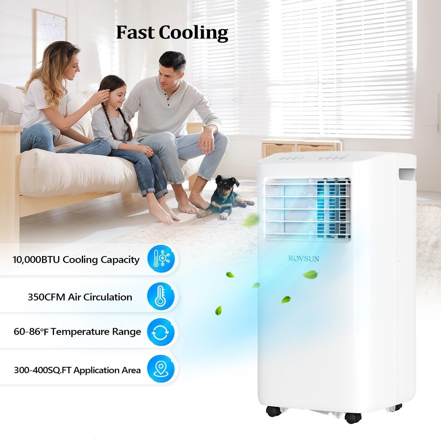 ROVSUN 10000 BTU Portable Air Conditioner with Remote Control, 3-in-1 Room AC Unit, Fan & Dehumidifier with Digital Display, 24H Timer & Installation Kits for Home Office Dorm