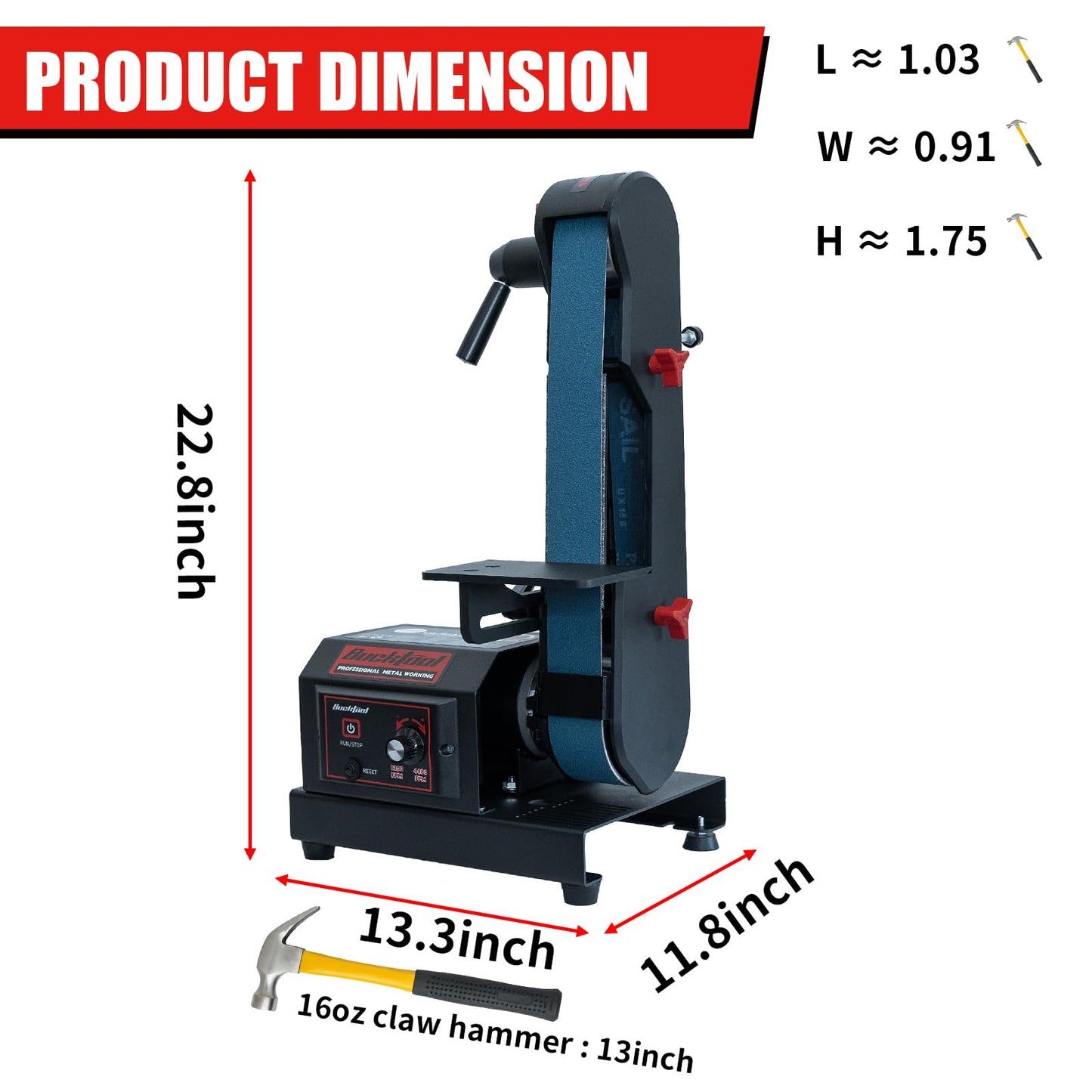 Bucktool Variable Speed 2×42 Inch Belt Sander 3.5A DC Motor with Control Panel, Quick Belt Release, Adjustable Foot, Horizontal or Wall-Mountable Bench Machine for Knife Making and Metalworking