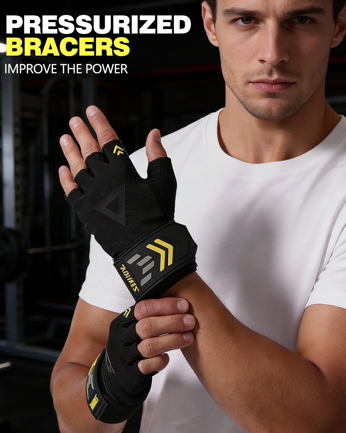 FitDA 2-in-1 Workout Gloves, Weight Lifting Gloves with Wrist Wrap Support for Men & Women, Ventilated Fingerless Padded Gym Glove for Weightlifting Pull-Ups & Fitness Training, M