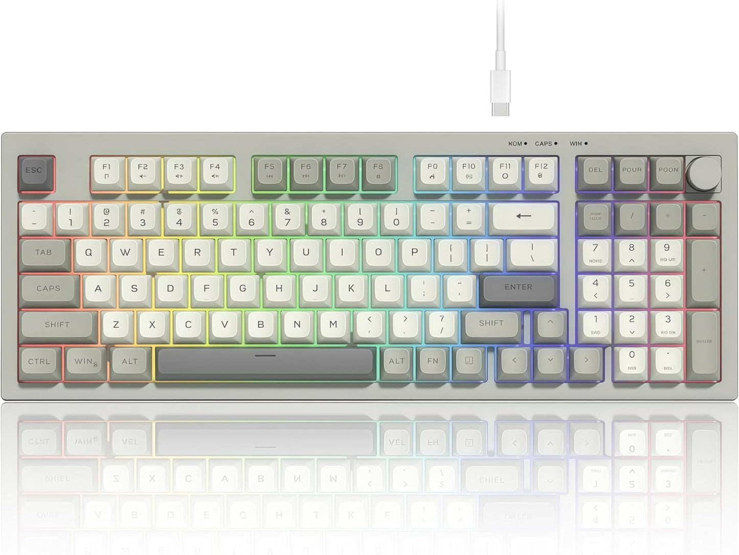 dagaladoo DK98 97 10/8.1/8/7 womier Retro Wired Gaming Keyboard Creamy Membrane with Rainbow RGB Backlight