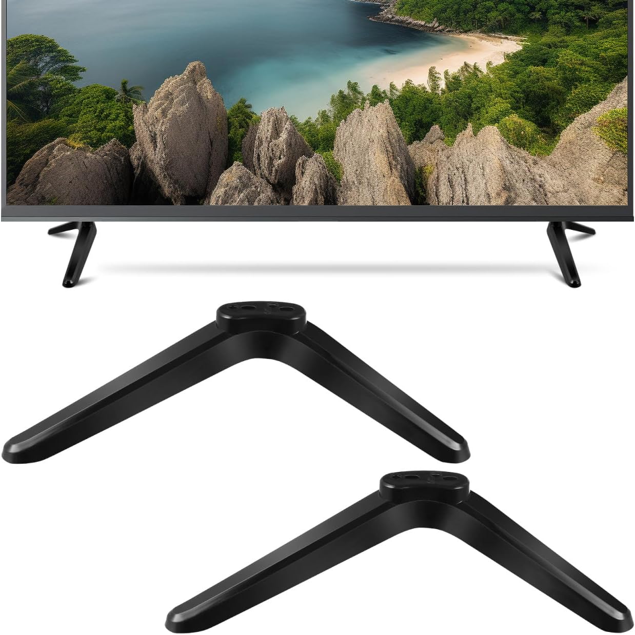 STOBOK 2pcs 32-55 Inch Universal Tv Stand Legs, Plastic Tabletop Mount Brackets for Televisions, Easy Install