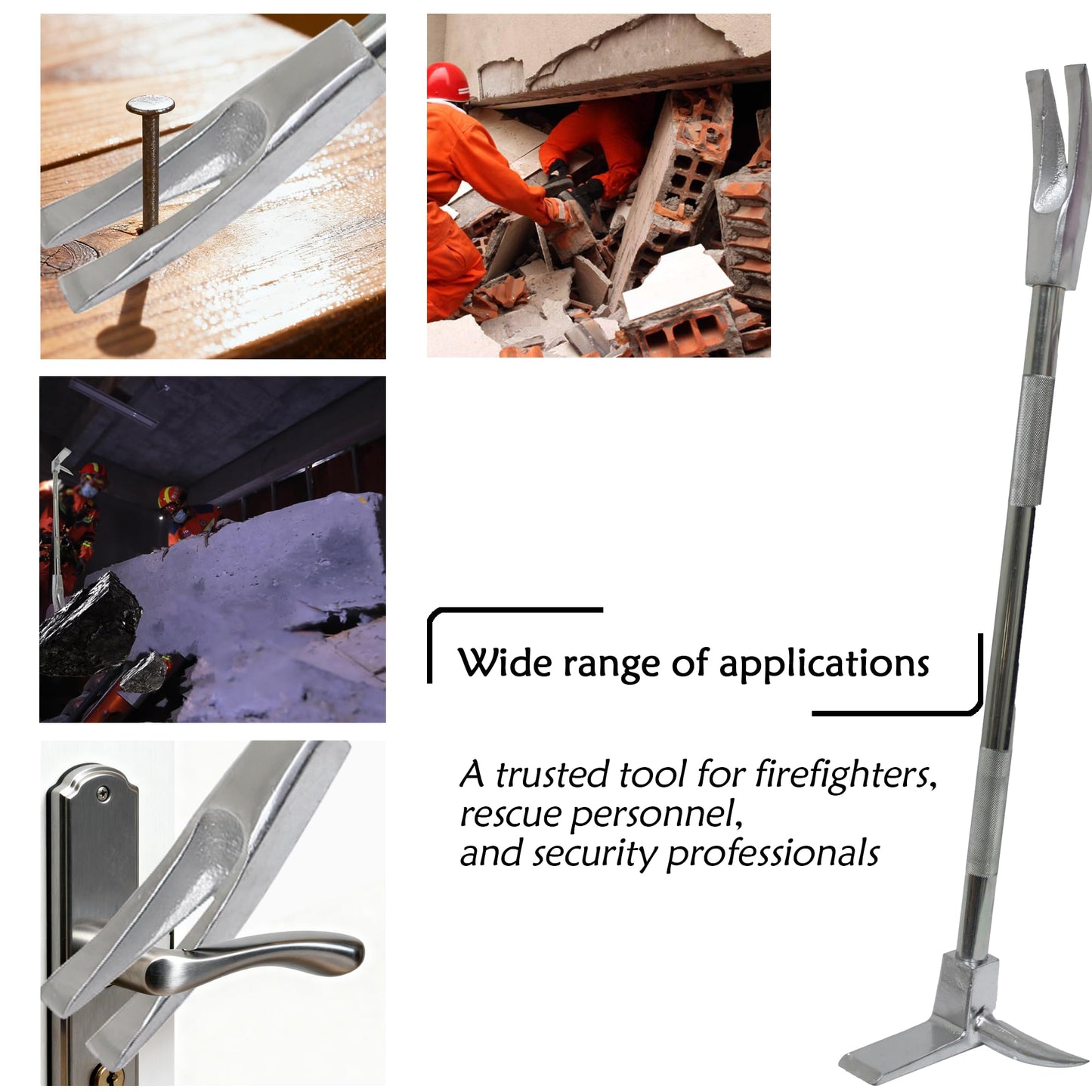 Maisutseb 30" Halligan Tool Breaching Demolition Halligan Bar High-Strength Carbon Steel Entry Rescue Tools for Firefighters and Emergency