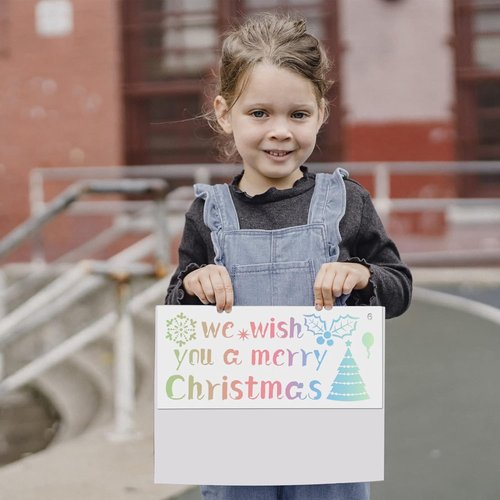 EXCEART Christmas Santa Footprint Stencils - 6 Hollow-Out Painting Templates for Floor & Wall Decor