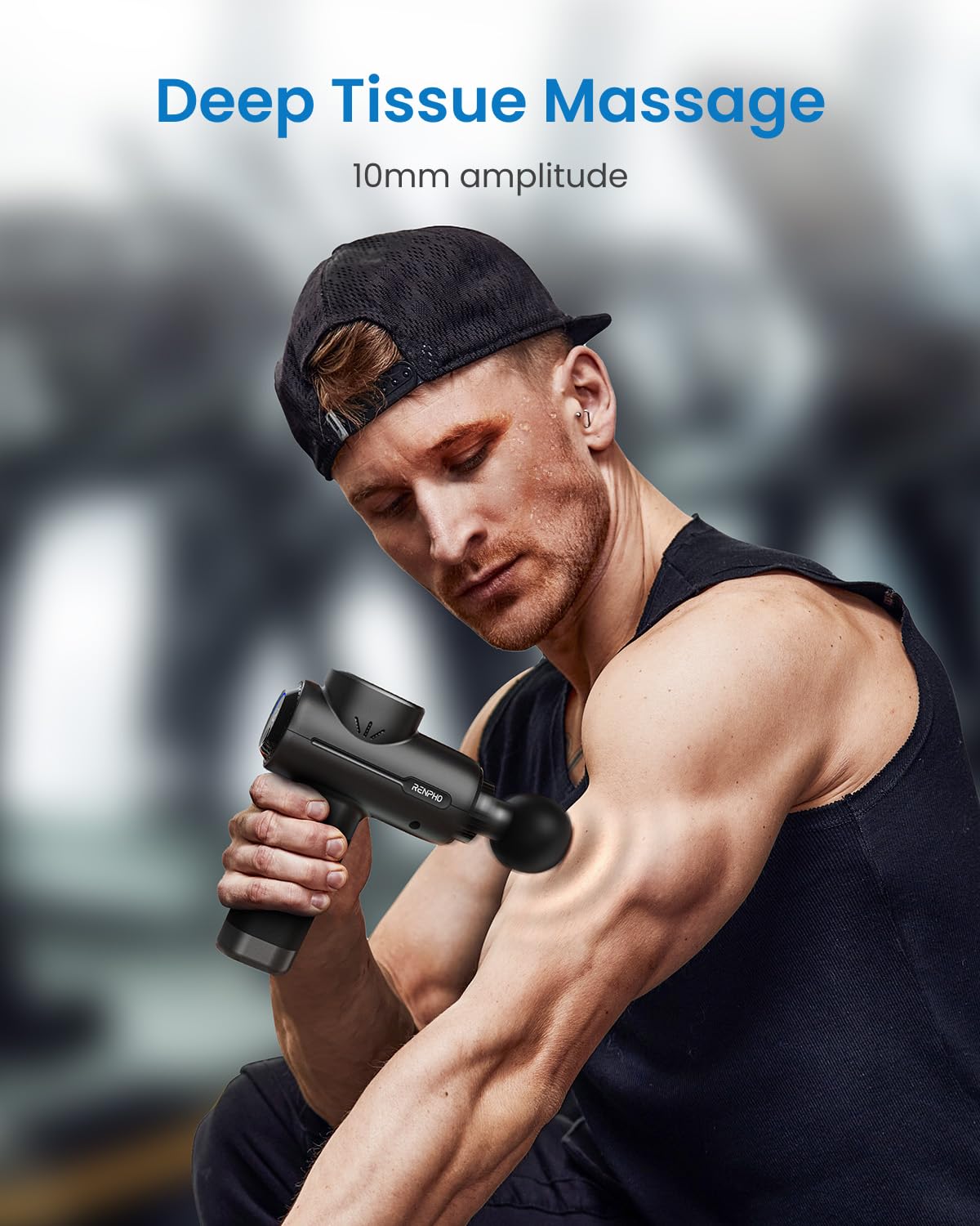 RENPHO Active+ Percussion Massage Gun, Fathers Day Dad Gifts, 5 Adjustable Speeds for Back, Neck, Muscle Recovery - App Controlled Guided Courses, Carry Case for Professional Athlete, Gym and Travel