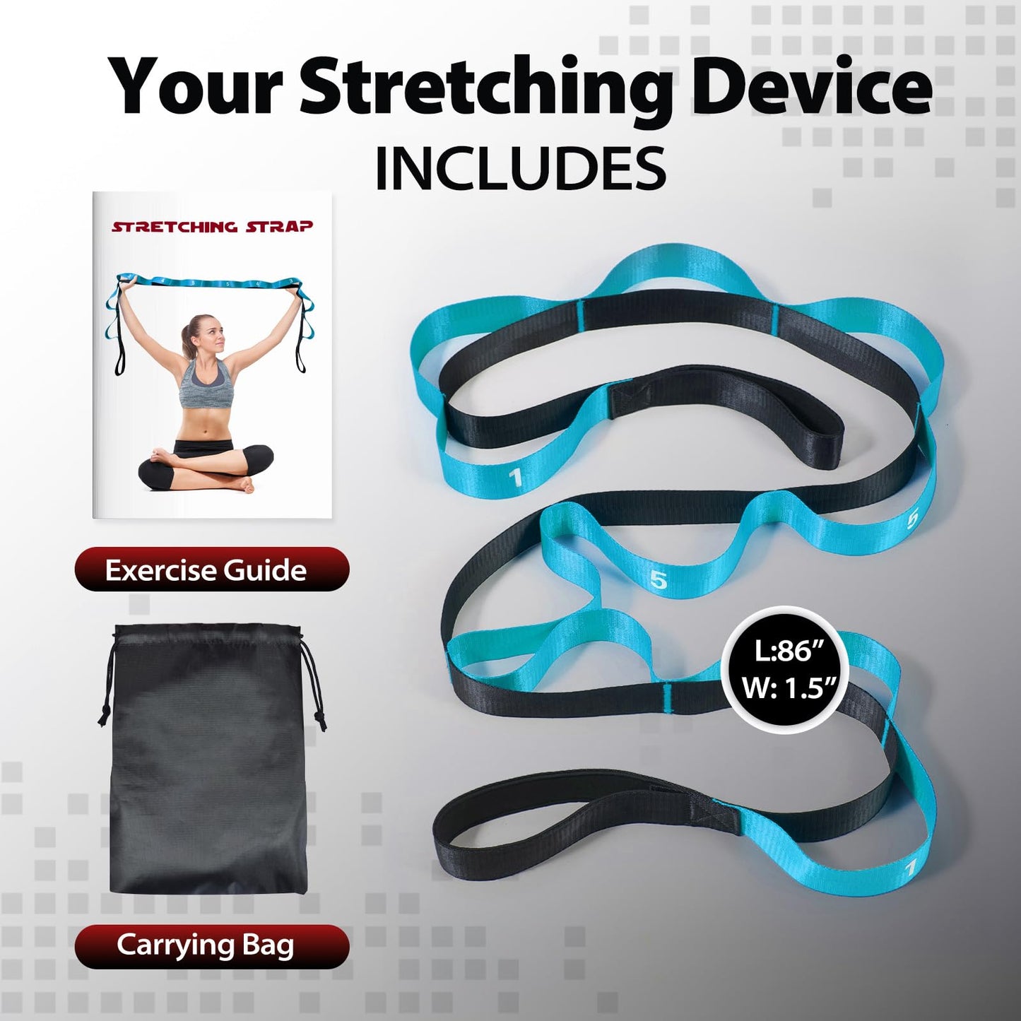 Acozycoo Stretching Strap with Loops for Physical Therapy,Yoga Strap for Stretching,Home Workout,Pilate & Flexibility Training,Non-Elastic Exercise Stretch Band for Hamstring,Leg Stretcher Belt,Flexibility Fascia (Blue)