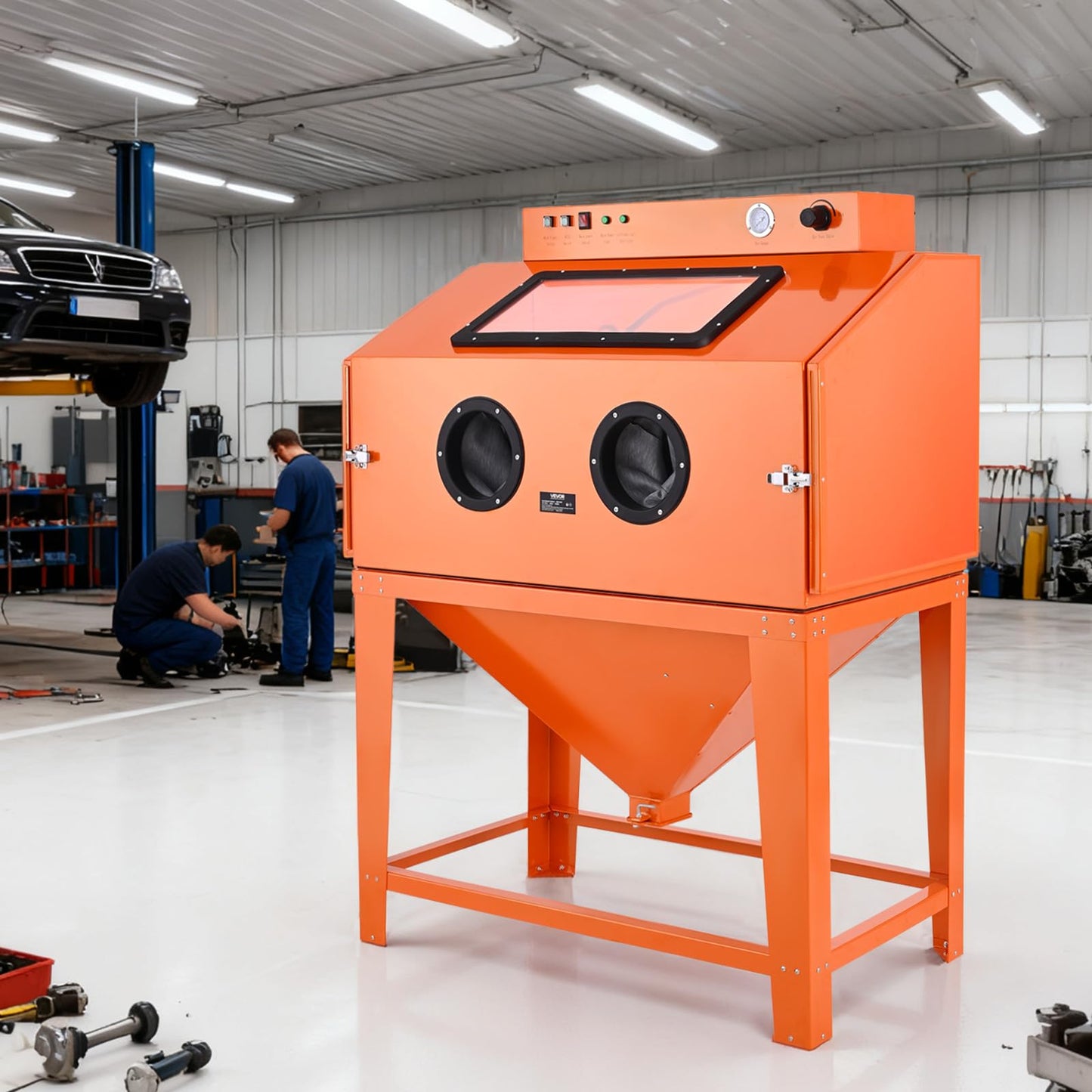VEVOR Heavy Duty Sandblasting Cabinet Kit, Industrial-Grade Steel Sand Blasting Cabinet with Dual Blasting Guns & 1.6HP Dust Collector for Oversized Parts Surface Finishing, Rust Removal