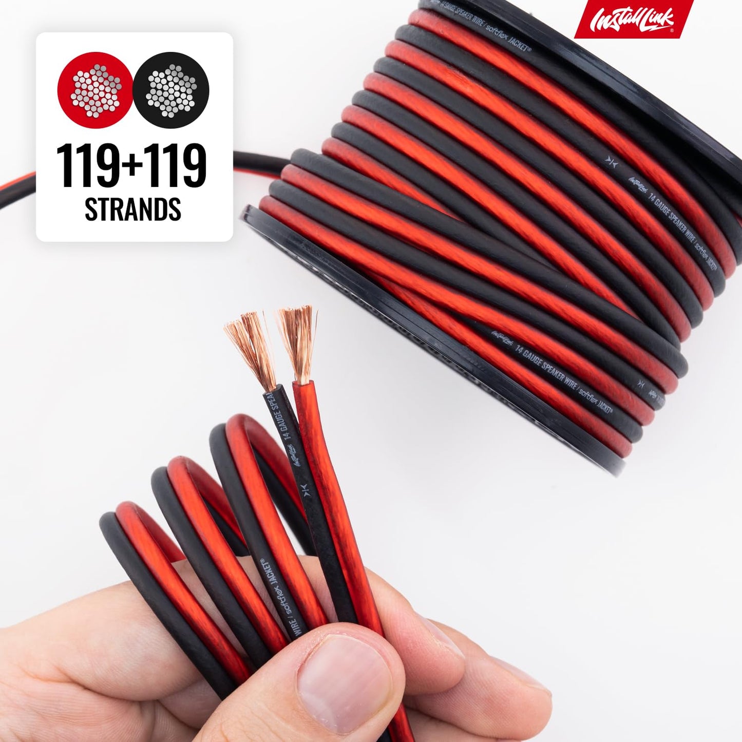 14 30ft, Install Link Gauge Speaker Wire (Speaker Cable) for Car, Home or RV Audio Cable, CCA