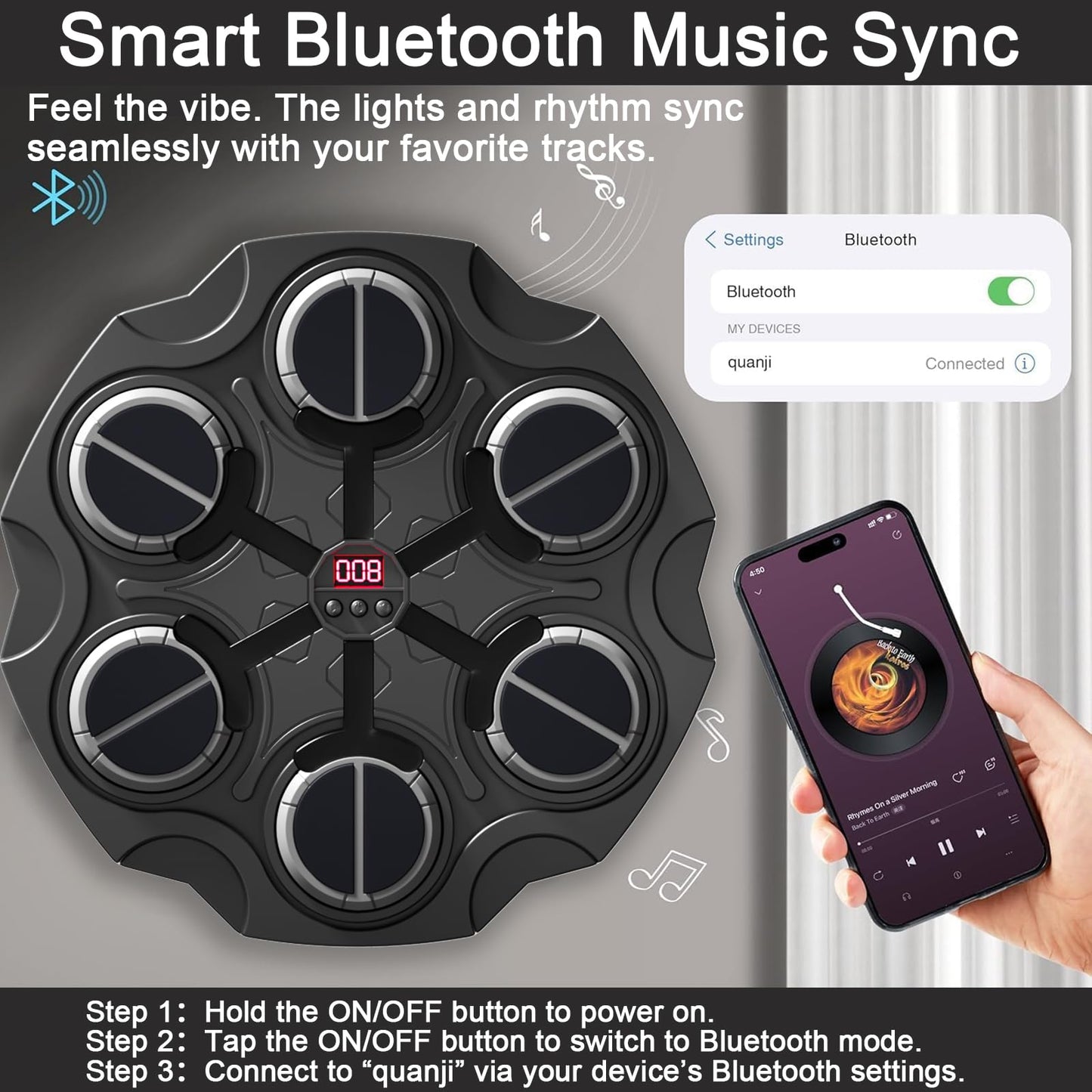 TEOTSIU Music Boxing Machine for Adults,Wall Mounted Smart Scoring Punching Bag Target with Boxing Gloves,Training Pad with Music,Cool Lights,3-Speed Adjustment,Fitness Equipments&Sprots Toy Gift