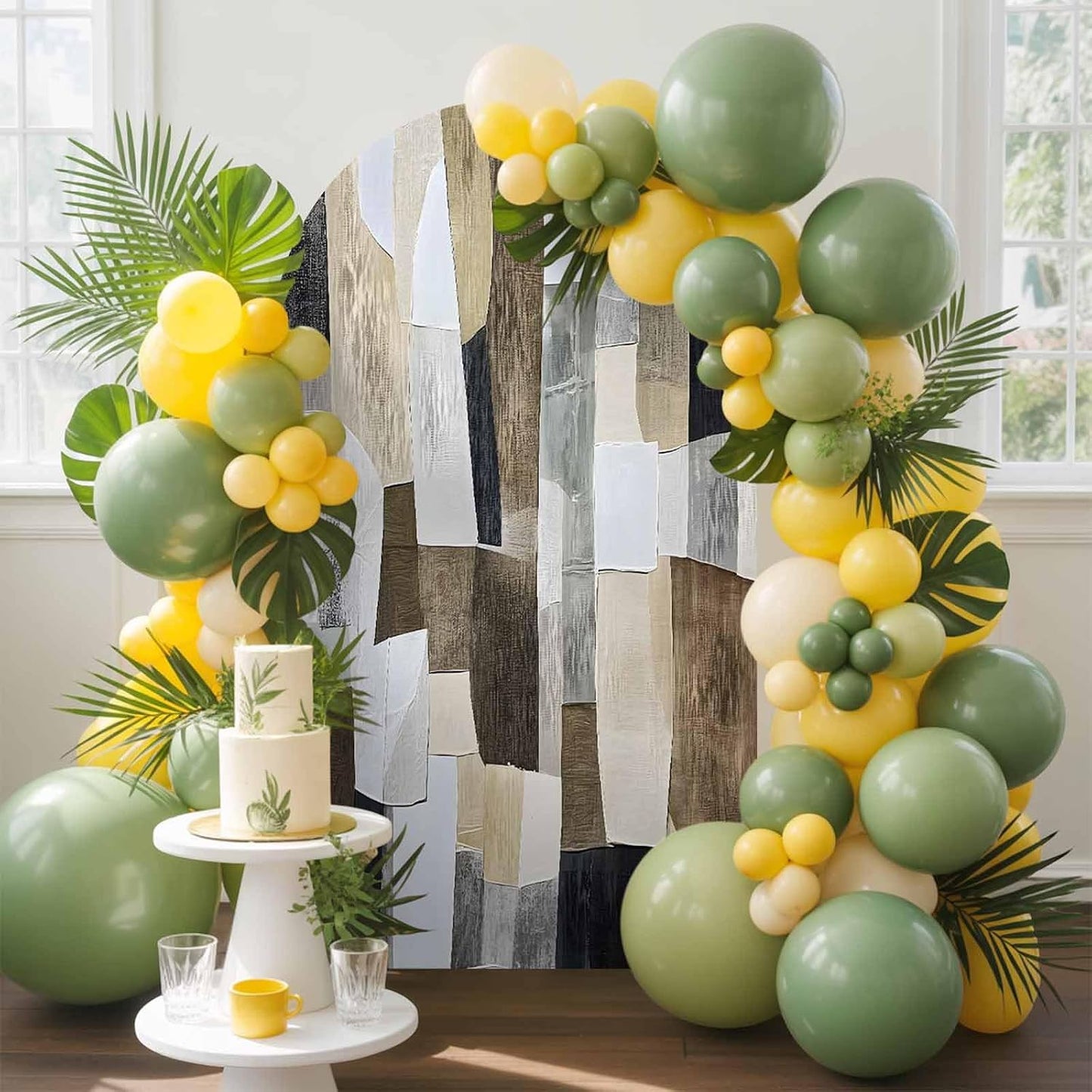 Jnbasdffb 7.2 Abstract Gray Brown Wedding Arch Cover, Stretchy Spandex Arch Backdrop Stand Covers FT, Oil Painting