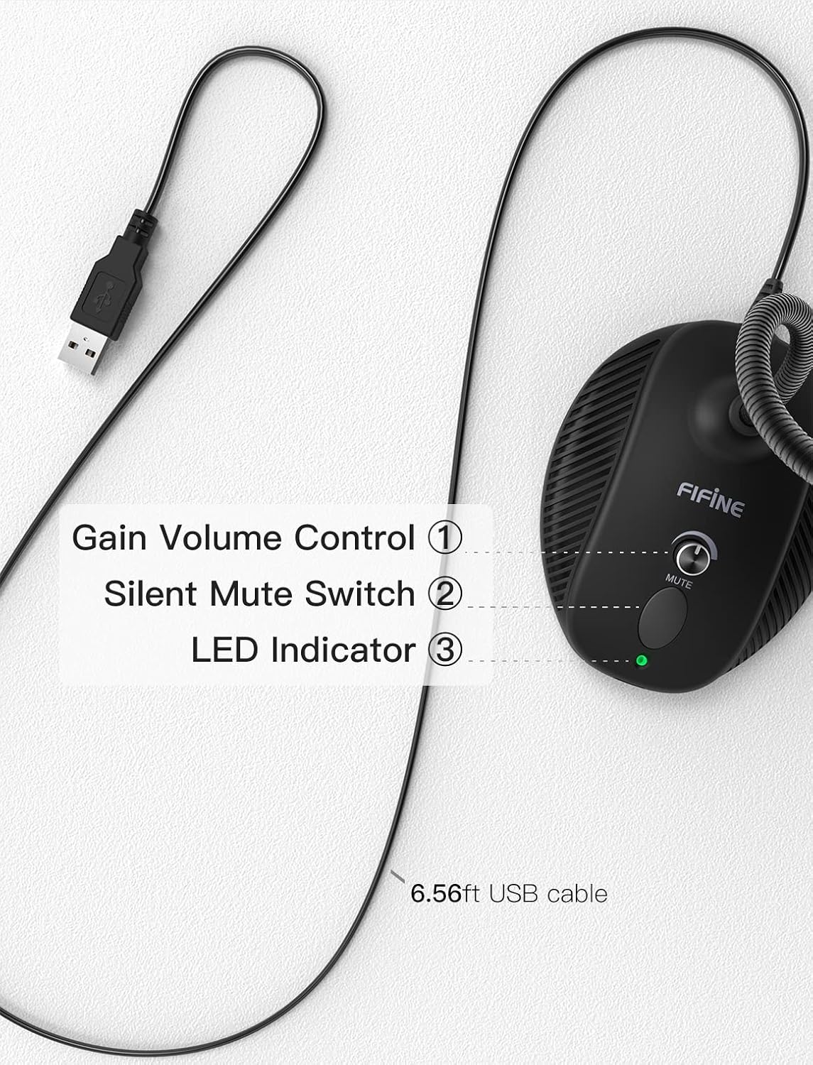 FIFINE TECHNOLOGY Games(K054) Fifine USB Computer Microphone, Plug &Play Desktop Condenser PC Laptop Mic,Mute Button
