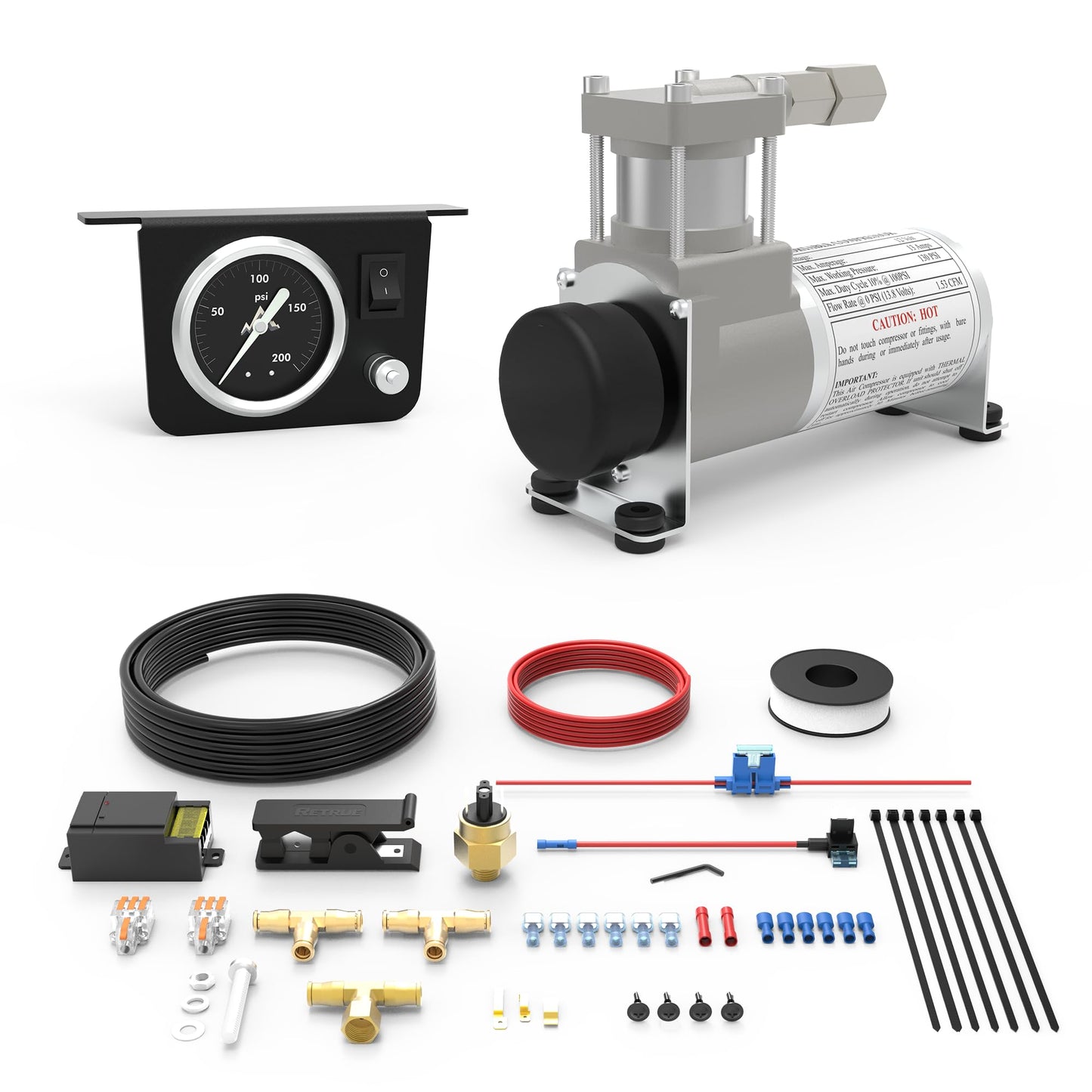 DEEAGLE Air Bag Compressor Kit for Airbags, On Board Air Compressor System for Truck, Ford F150, F250, F350, Chevrolet Silverado GMC Sierra Dodge Ram, Fast Inflation, Low-Pressure Sensor
