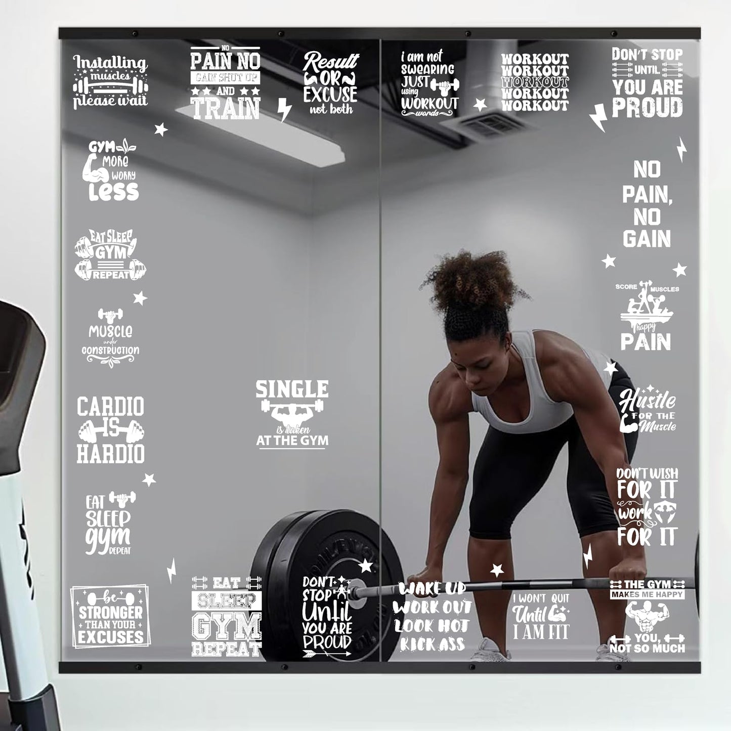 22 PCS Gym Mirror Vinyl Decals Motivational Gym Wall Decal Exercise Inspiring Self Affirmation Decals Positive Fitness Home Decor for Glass Mirror Stickers Peel and Stick Workout Room Crafts Supplies