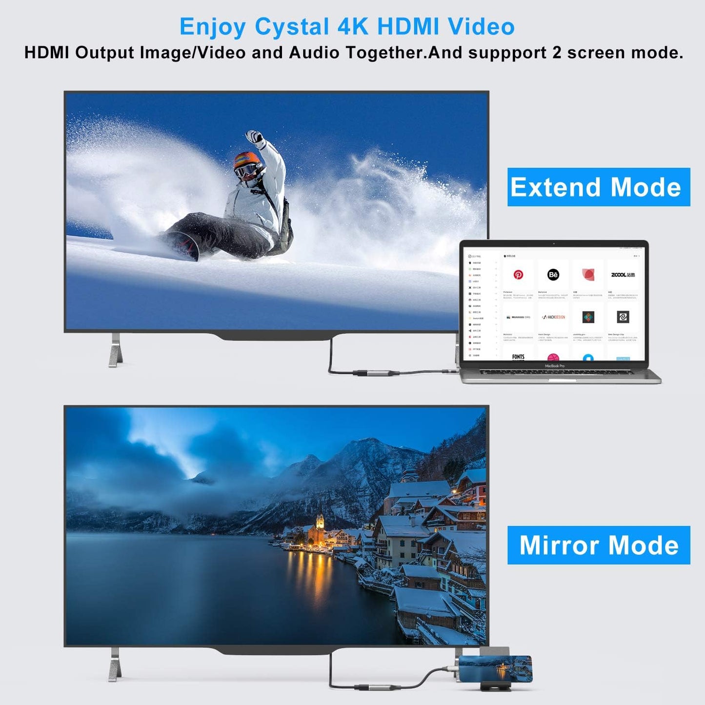 4K 3) 2019/2018, S9/S8, 13, 7 USB C to HDMI Adapter Cable, MOKiN USB-C Type C (Thunderbolt to HDMI Adapter for MacBook