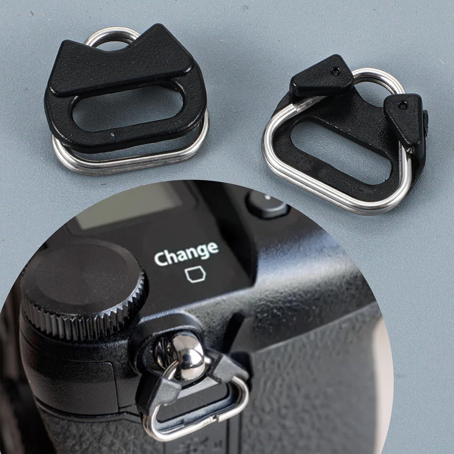 Sorcristy Lug Ring Camera Strap, Stainless Steel Triangle Split Ring and ABS Cap with All Brand D-SLR Rangefinder