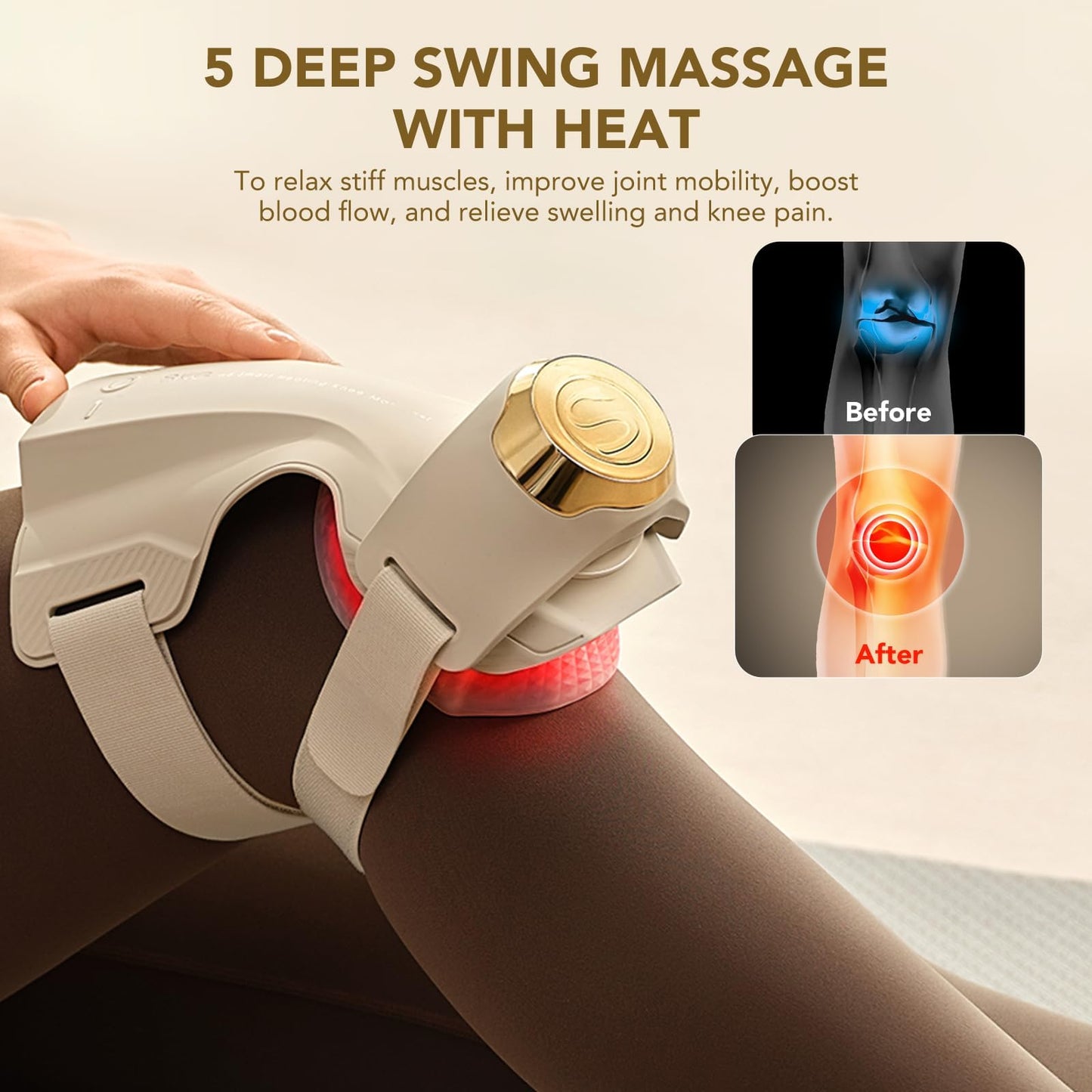 SKG WS500 Knee Massager with Heat for Pain Relief with Vibration for Joint Comfort, Cordless Heated Knee Brace with 5 Massage Modes and 3 Heating Levels, Perfect for Women Men Mom Dad