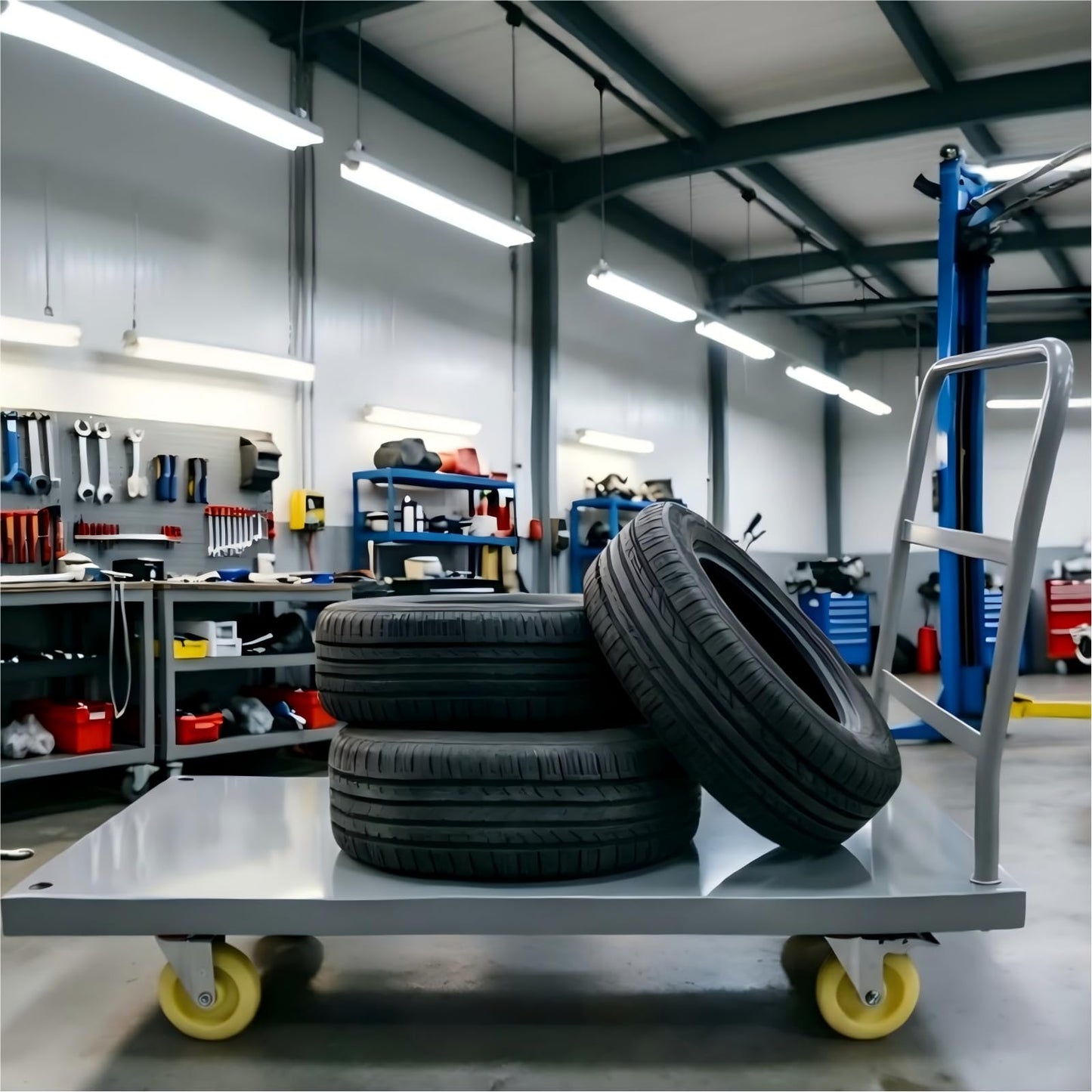 QVWZD Heavy Duty Steel Platform Truck, 47" L x 23.8" W x 32.7" H Flat Cart, Hand Trucks with Nylon Casters, 2000 lbs Capacity Steel Reinforced Flat Cart, Multi Use Utility Dolly for Warehouse Garage
