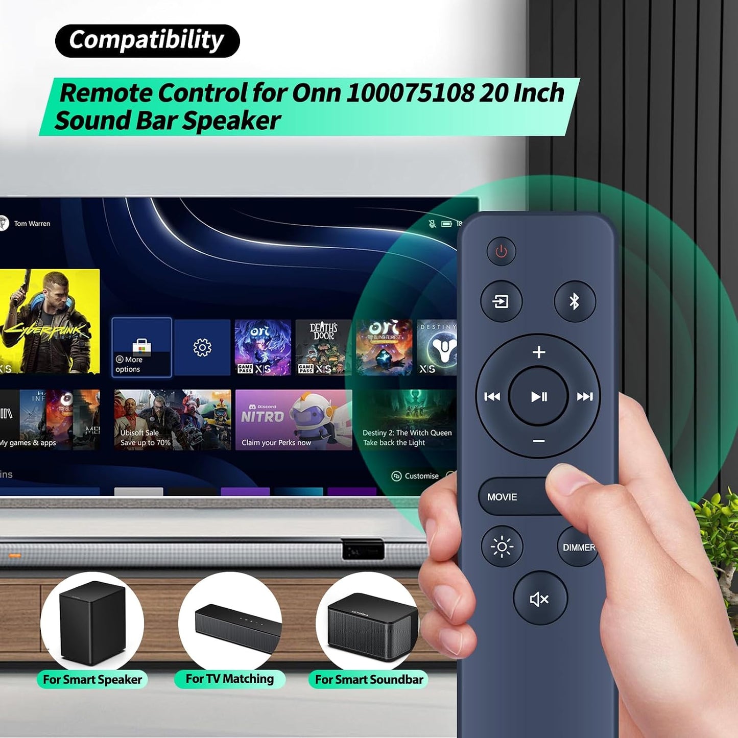 WDZP 100075108 20 Inch New Soundbar Remote Control for Onn Sound Bar Speaker