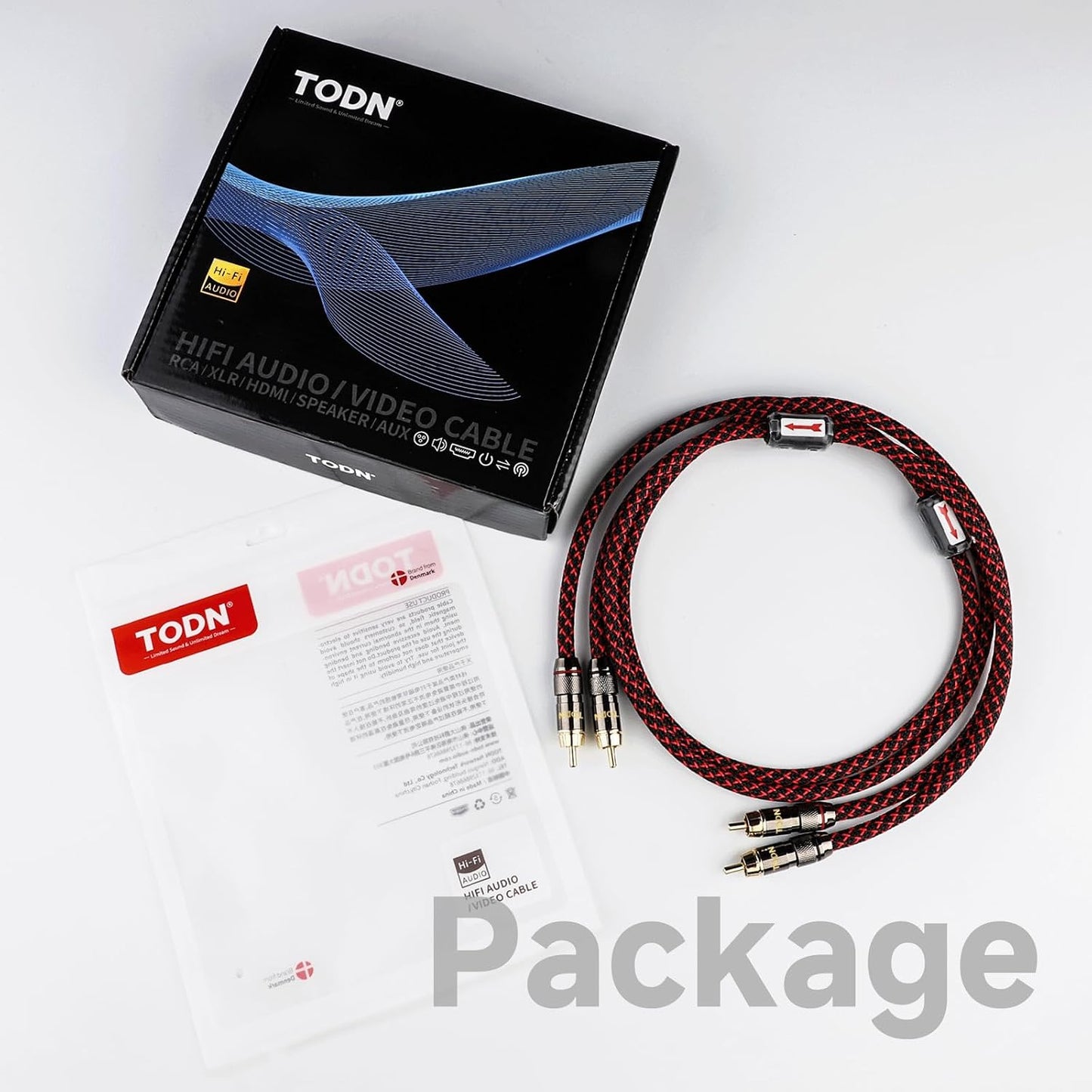 4-Core-OFC (1.64ft/0.5m, 1 TODN Audiophile RCA to RCA Audio Cable with Shielded RCA Stereo Cables for HiFi Home Theater