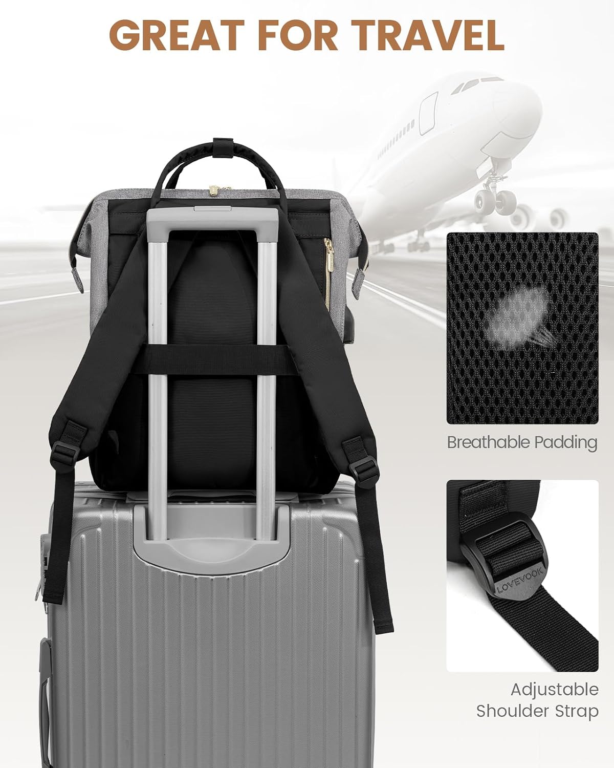 Backpack Backpacks Backpack 17-Inch LOVEVOOK Laptop for Women Fashion Business Computer Travel Bags Purse Doctor Nurse