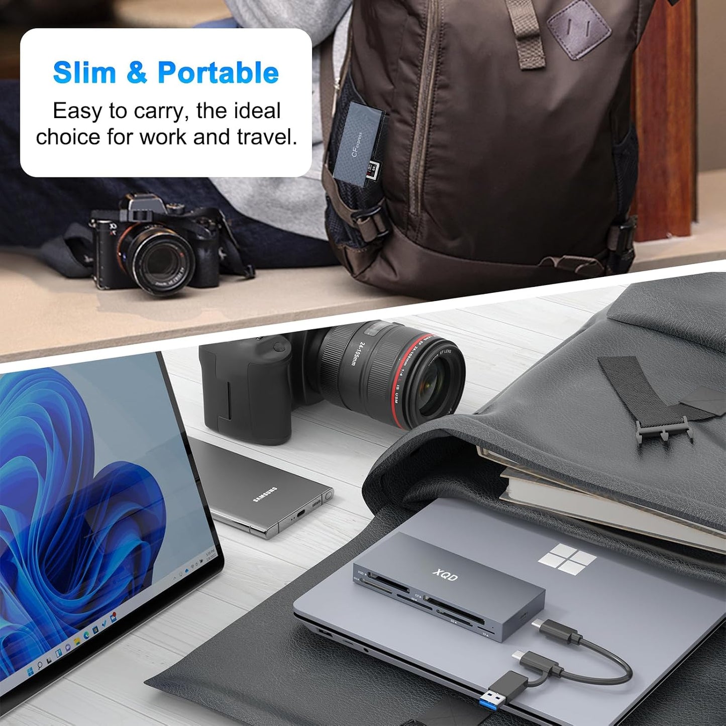 Rocketek 8 1 10Gbps 2933x/1400x 3.0 in XQD Card Reader, Multi XQD Reader for Sony G/M Series, Lexar USB Mark XQD