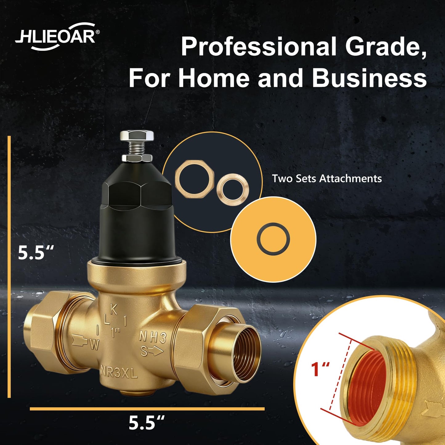 1" NR3XLDU Pressure Reducing Valve, Double Union FNPT Connection, for Home & Commercial Use