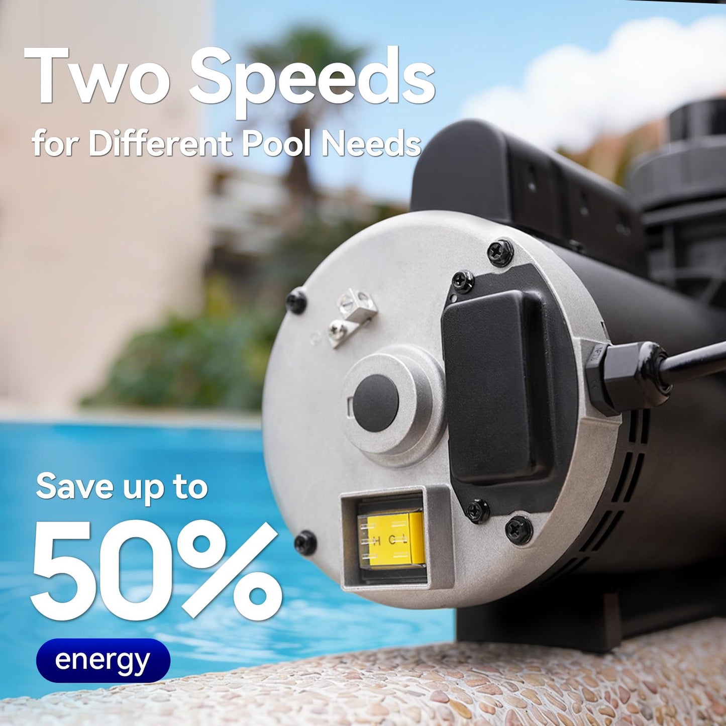AQUASTRONG In/Above Ground Pool Pump Pure Copper Motor Energy Efficient High Flow Powerful Self Primming Swimming Pool Pumps with Filter Basket, Grey