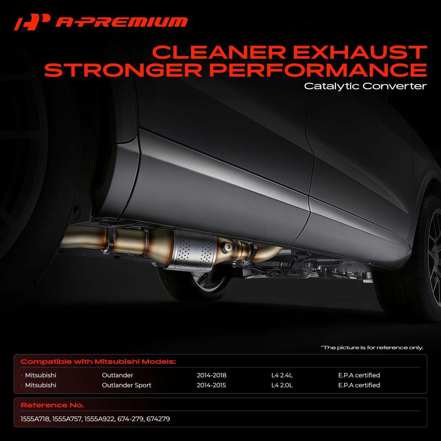 A-Premium Exhaust Manifold Catalytic Converter Kit Direct-Fit Compatible with Mitsubishi Outlander 2014-2018, Outlander Sport 2014-2015, 2.0L 2.4L, EPA Compliant, Replace# 1555A922