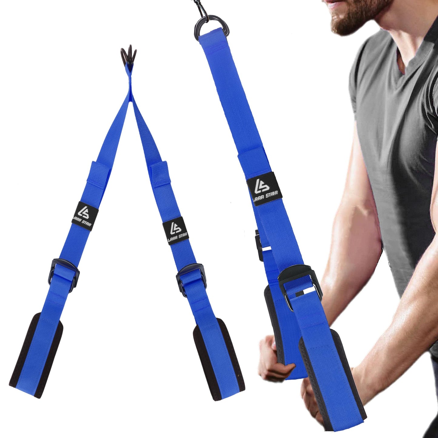 Tricep Rope Cable Attachment Adustable Length (24-54 Inch) ,Ideal Alternative for 27 36 48 Inch Long Tricep Ropes, Greater Range of Motion,Pull Down Rope Extension Straps Cable Crossover Accessories