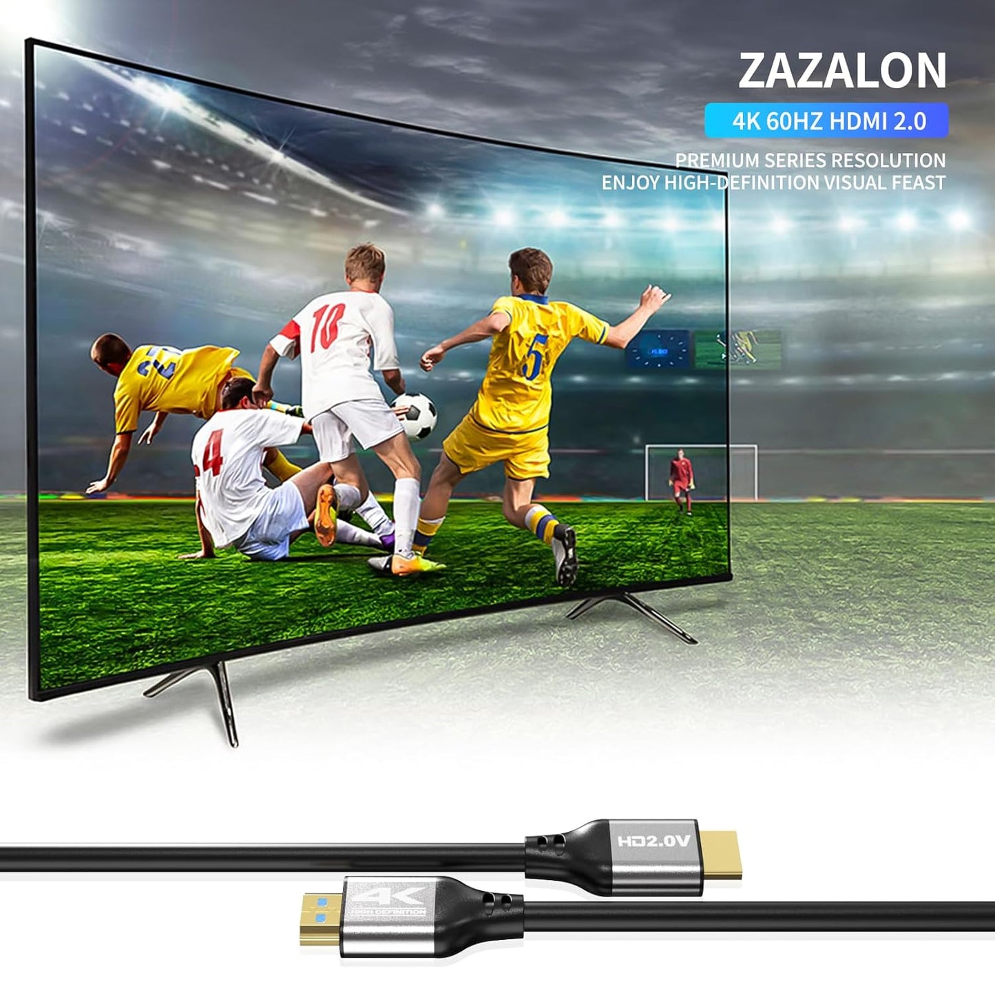 Zazalon 4k 50 2.0 4K@60Hz, 3D, PS4/5,Projector, HDMI Cable FT,High Speed HDMI Cord, Support ARC, HDR, Ethernet