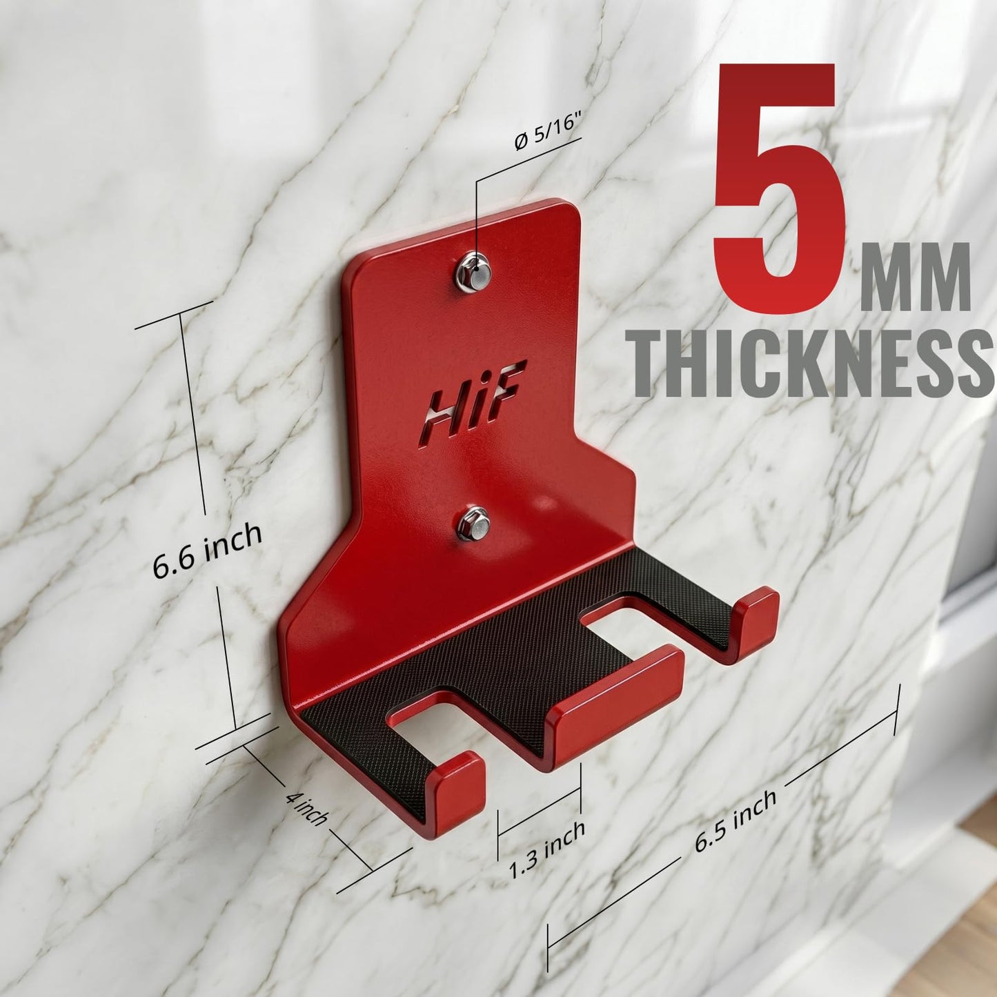 HIFLAME Double Barbell Storage Wall Mounted Storage Rack, Wall Barbell Rack, Olympic Wall Mount Barbell Holder,Vertical Hanging Barbell Rack.Suitable for Gym.Home Fitness. (Red)