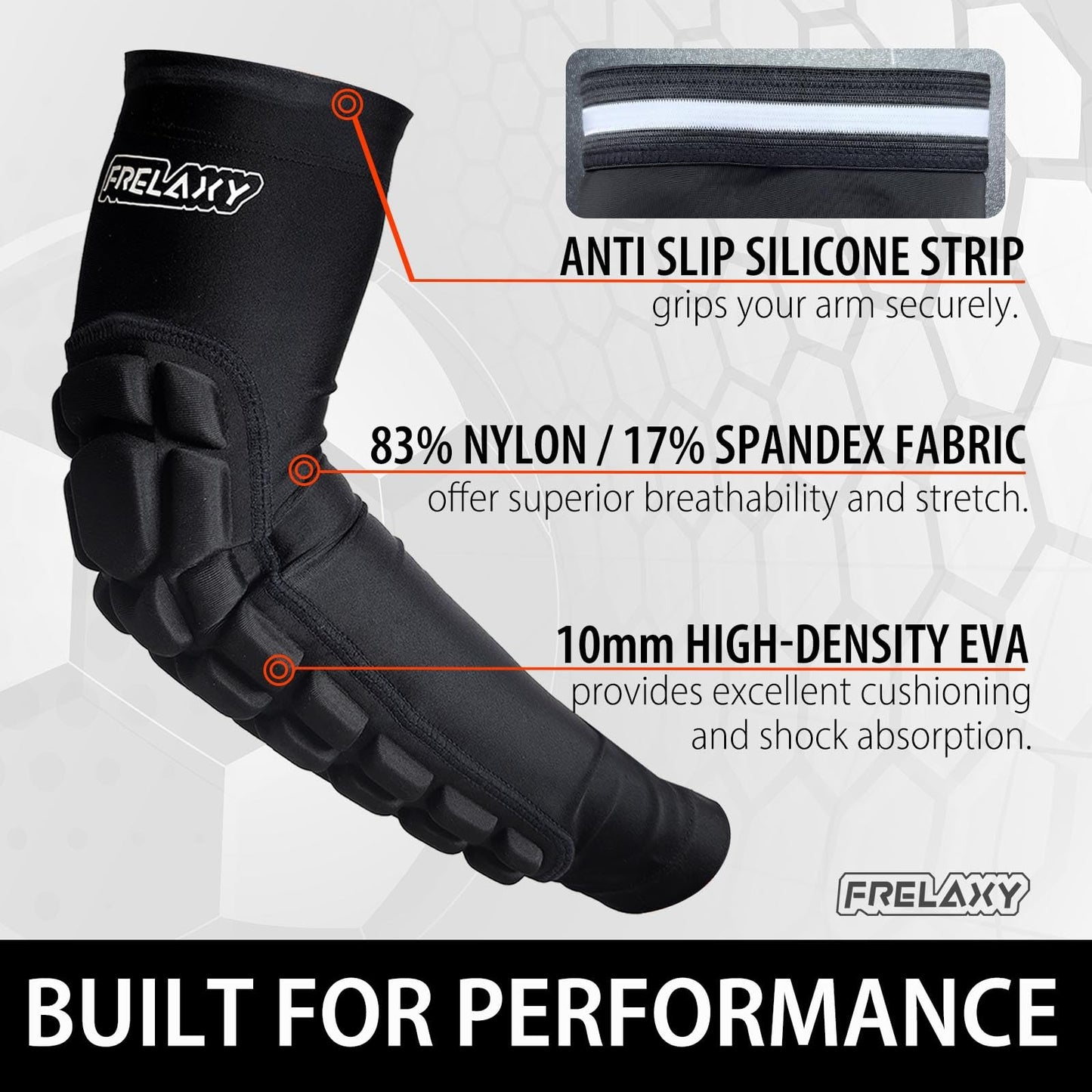 Frelaxy Padded Elbow Forearm Sleeves 2 Pack Compression Crashproof Arm Pads for Football Basketball Volleyball Soccer (Black, S)