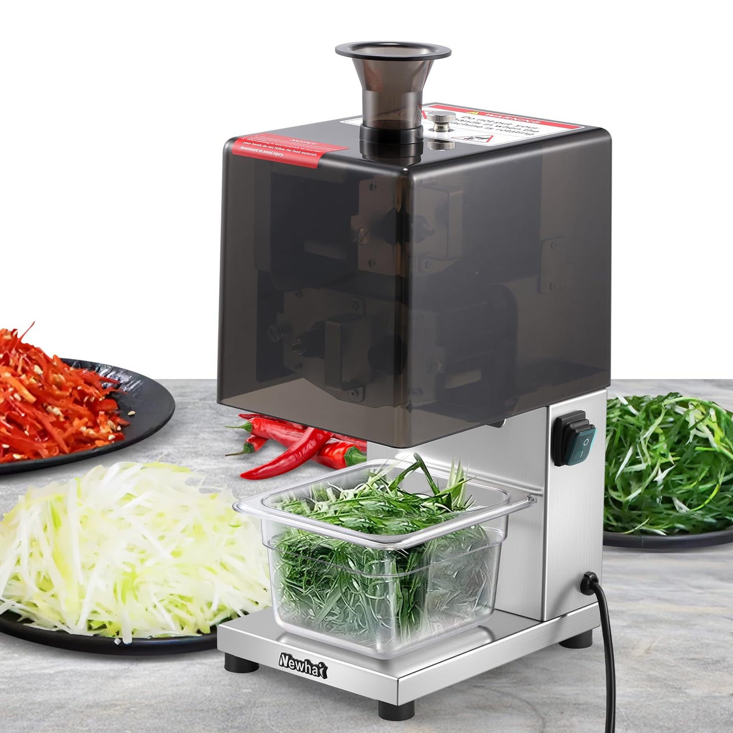 Newhai Commecial 2.3mm Spring Onion Shredder, Electric Scallion Shallot Vegetable Shredder 110volt for Chili Green Beans Garlic Shoots Celery Home & Restaurant