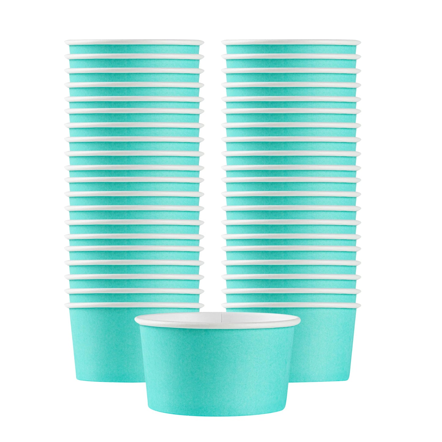 Restaurantware Coppetta 8 Ounce Dessert Cups, 200 Disposable Ice Cream Cups - Lids Sold Separately, Sturdy, Turquoise Paper FroYo Bowls, Striped, For Hot And Cold Foods, Perfect For Gelato