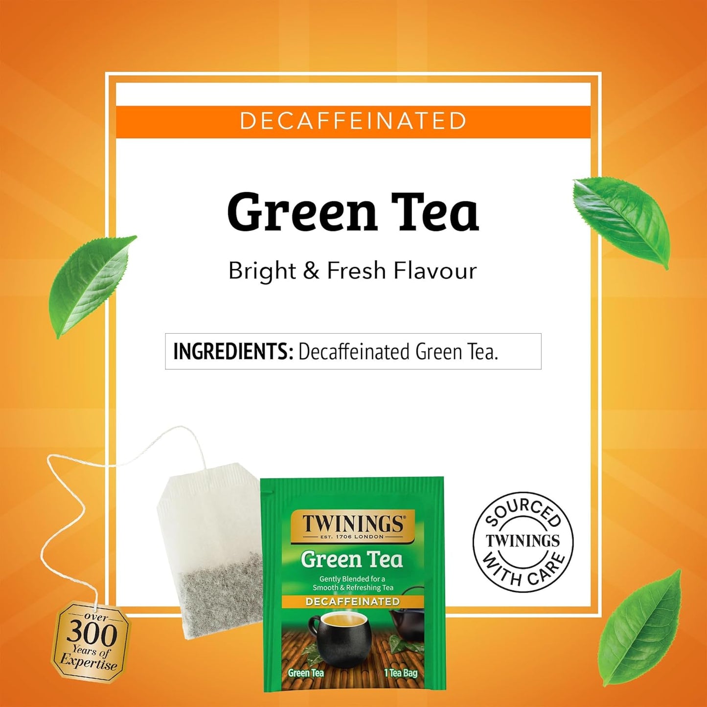 Twinings Decaffeinated Green Tea - Smooth Flavor & Enticing Aroma - 100 Individually Wrapped Teabags