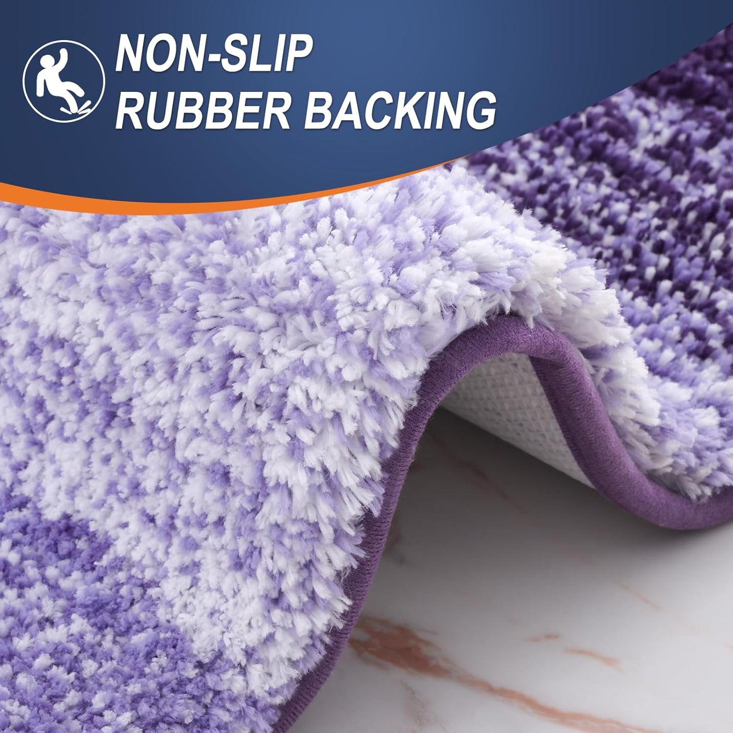 OLANLY Bathroom Runner Rug - Extra Soft Microfiber Mat with Rubber Backing | 70x24 Violet, Quick Dry & Washable