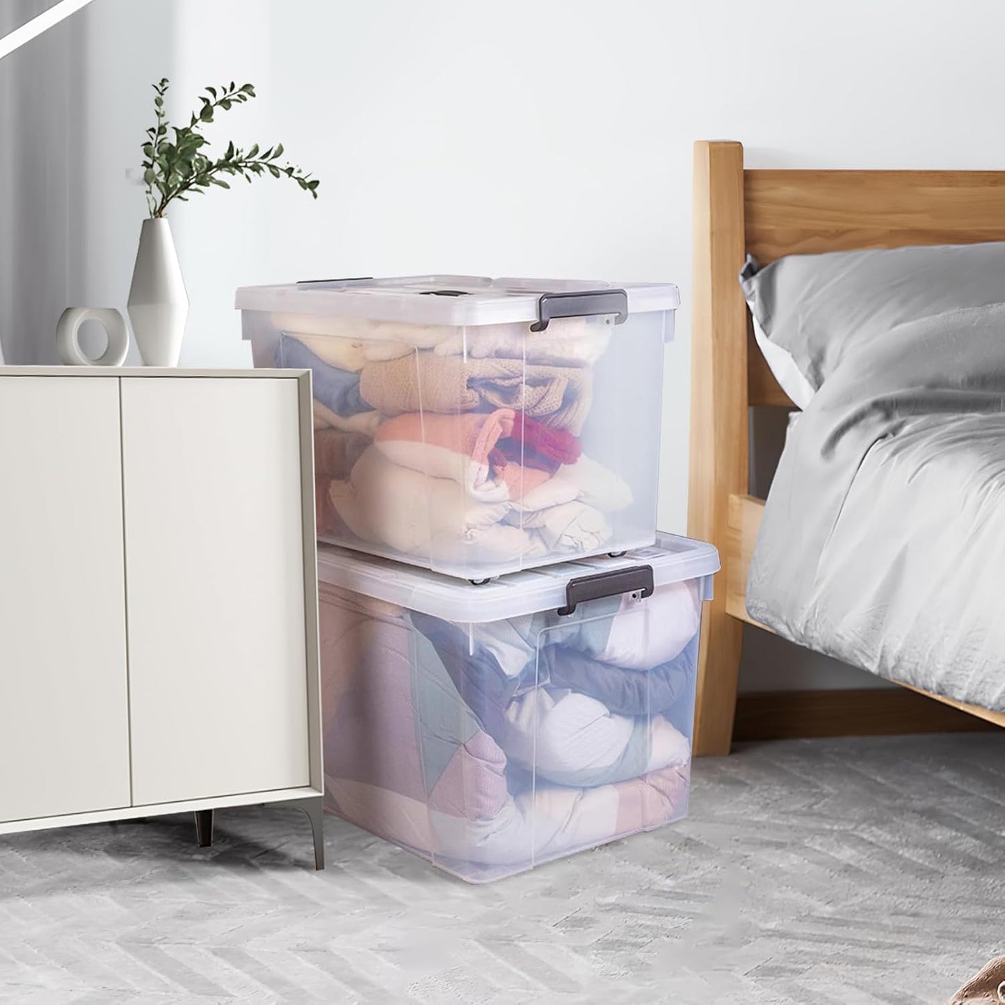 90 Quart Heavy-Duty Stackable Clear Storage Bins by [Brand Name] - BPA-Free Organizing Containers with Lids for Home & Office