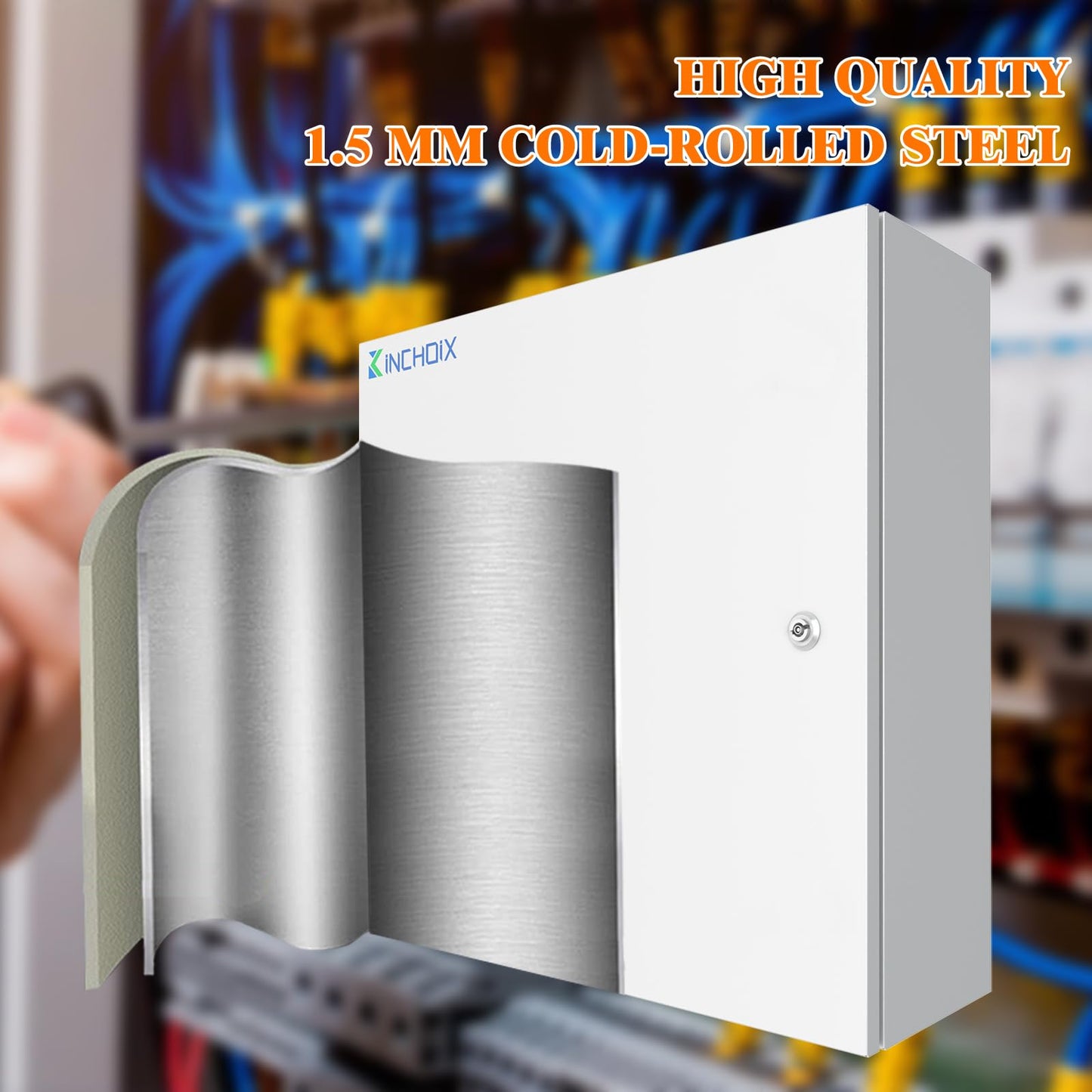 Kinchoix Outdoor Electrical Box 24 x 24 x 8'' Nema 4X Enclosure Waterproof Junction Box Electrical Enclosure Lockable Weatherproof Enclosure Box