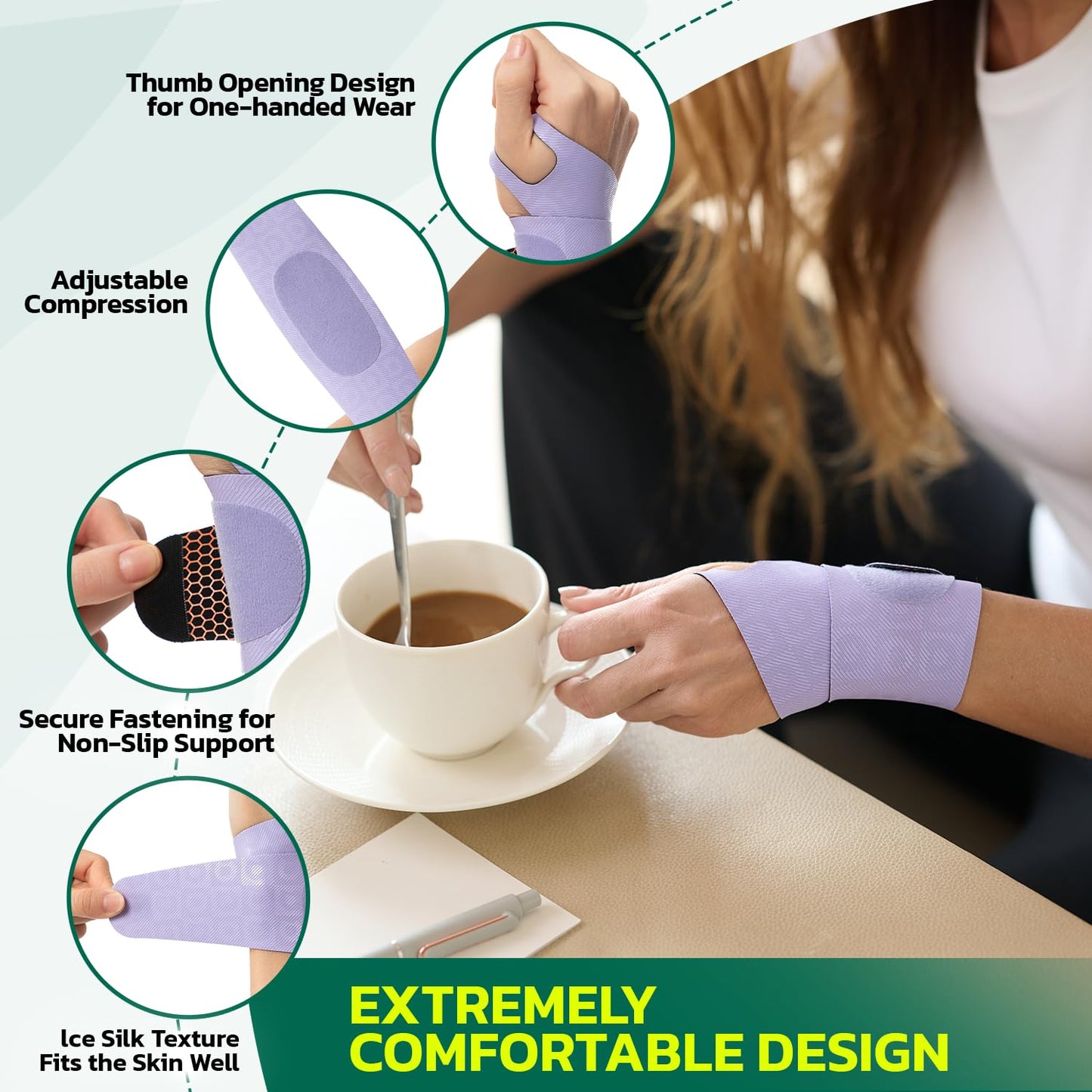 Adjustable Wrist Brace for Pain Relief, Carpal Tunnel & Tendonitis Support – Ergonomic Compression, Breathable & Anti-Slip Design, Fits Left & Right Hand, Ideal for Sports, Gaming & Office Use Green
