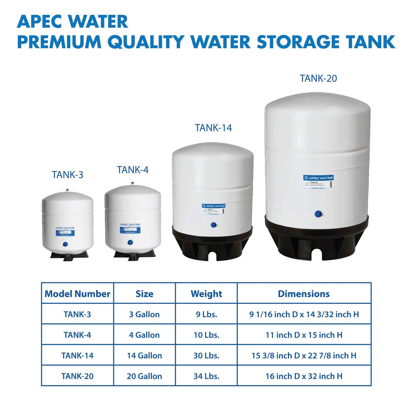 APEC Water Systems TANK-14 14 Gallon Pre-pressurized Reverse Osmosis Water Storage Tank, White & ICEMAKER-KIT-38-14-RO-A Ice Maker Installation Kit