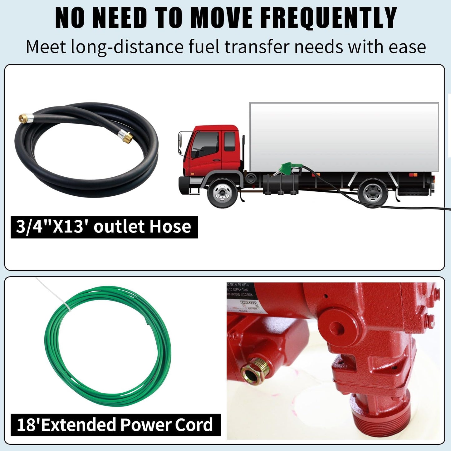 BORRITT Fuel Transfer Pump 12 Volt 20 GPM High Flow,w/Automatic Nozzle Green,DC Fuel Pump,Cast Iron Gas Heavy Duty Transfer Pump for Gasoline,Diesel, Kerosene,Ethanol Blends,Methanol Blends,Biodiesel