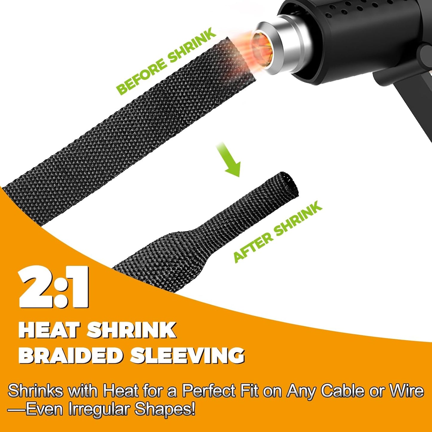 Annbes Hardware 26 Ft-3/8 Inch 2:1 Heat Shrink Wire Loom Braided Cable Sleeves,Heat Resistant Fabric Woven Shrink