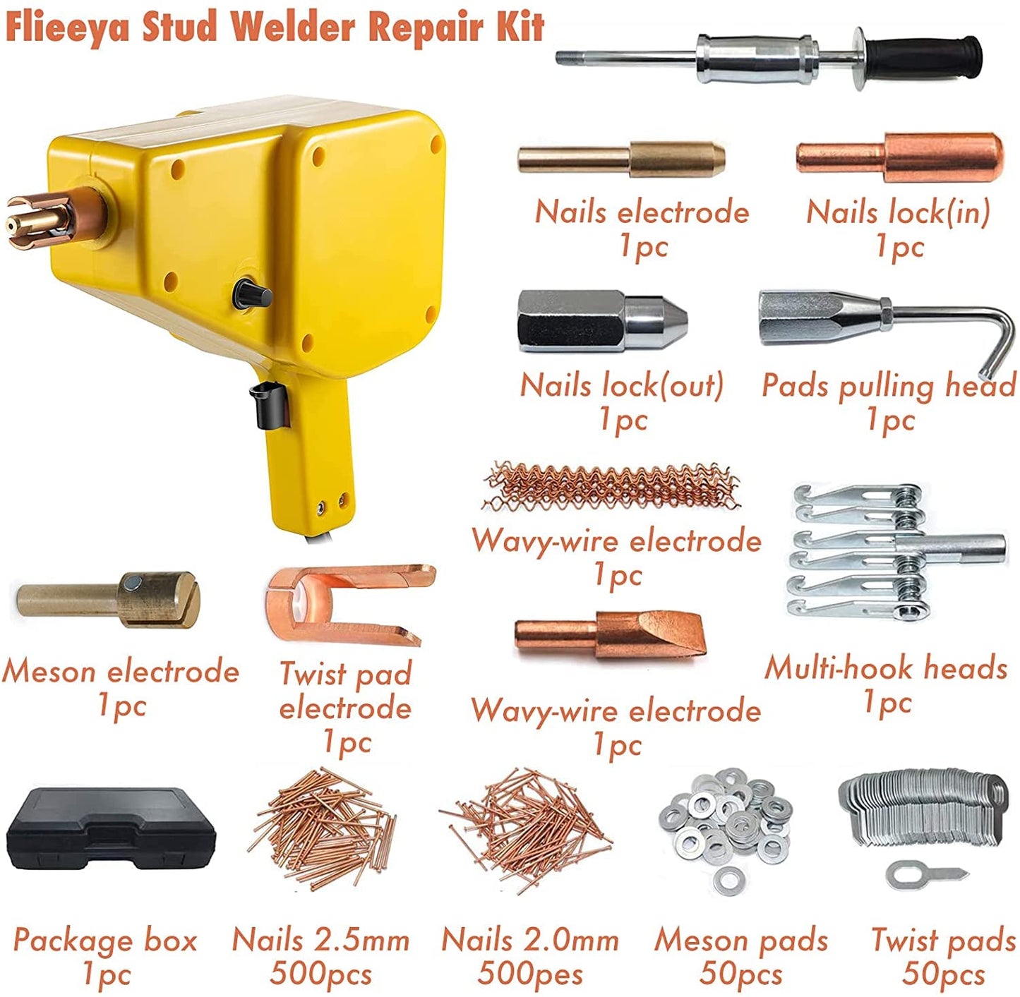 Flieeya 800VA Stud Welder & Dent Puller Kit with Slide Hammer, 110V Spot Welding Machine for Professional Auto Body Repair 5500