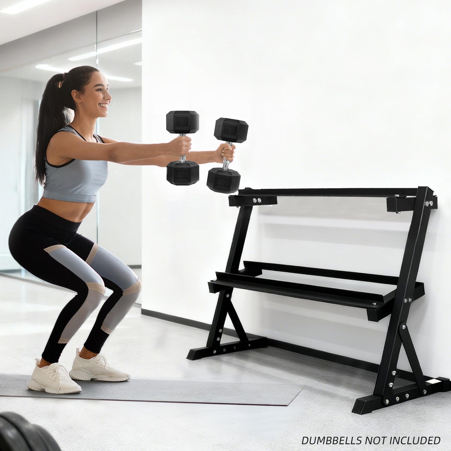 BalanceFrom Dumbbell Rack Multifunctional Weight Stand for Home Gym, 2 Tier Weight Rack
