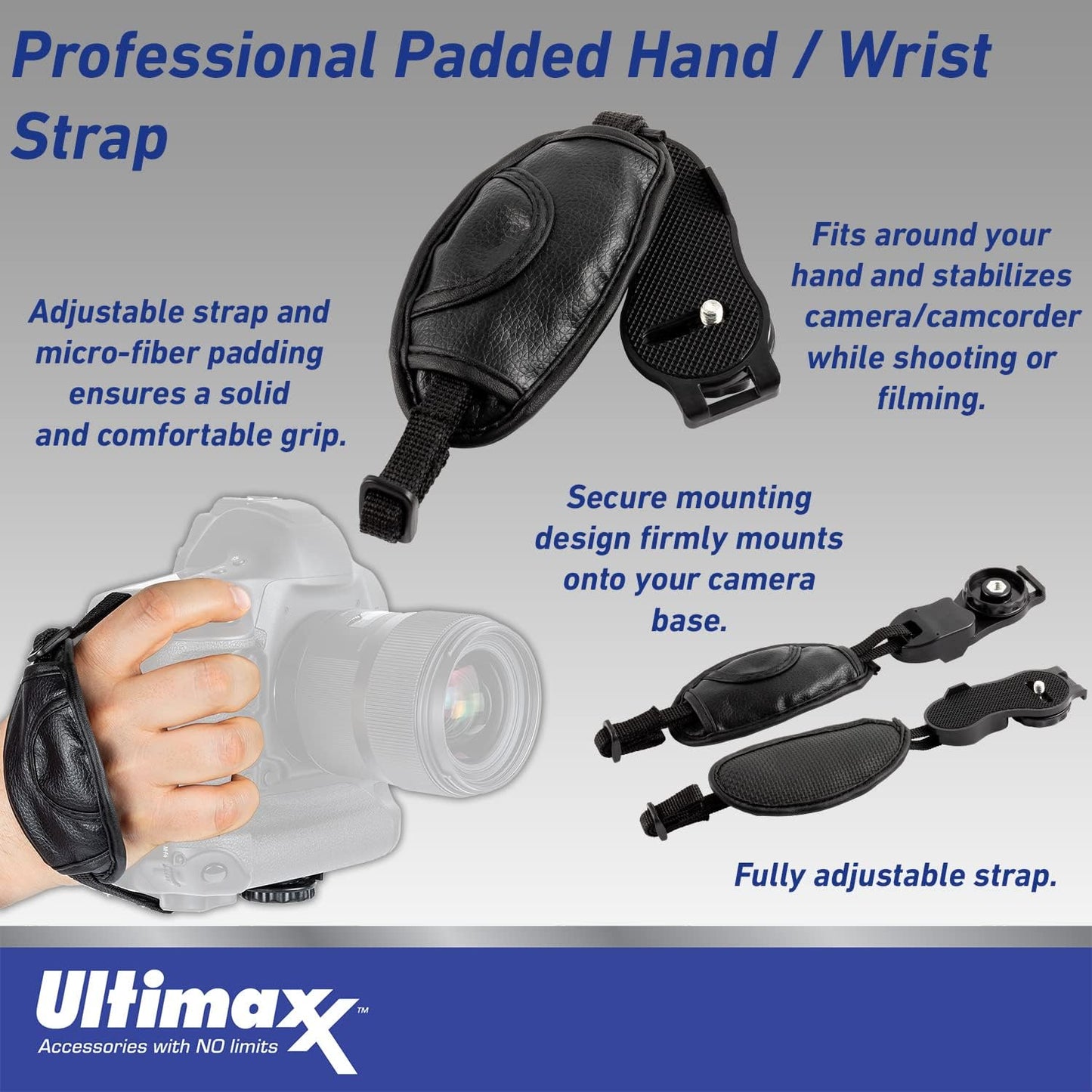 Ultimaxx Adjustable Padded Wrist Strap for Cameras & Camcorders