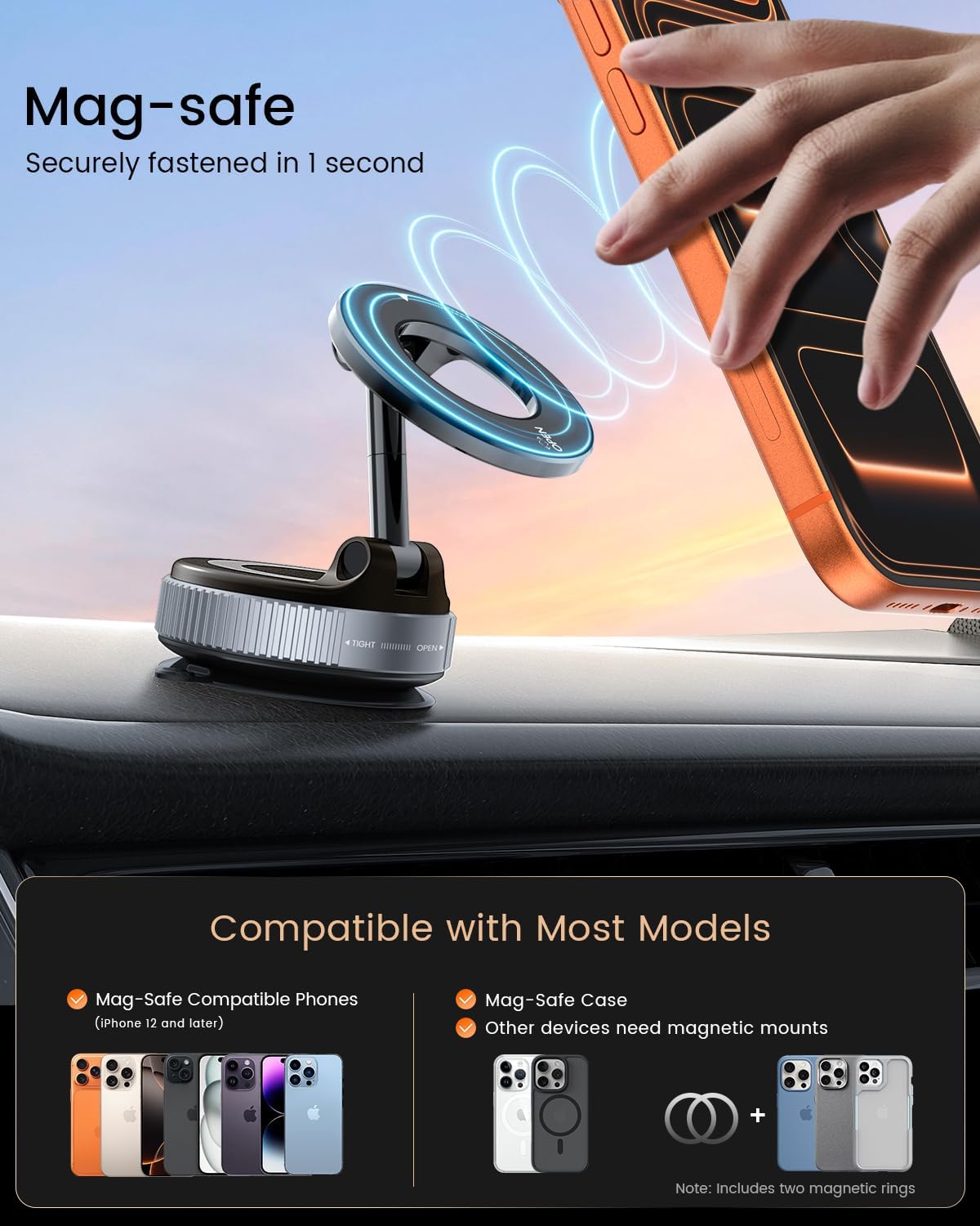 CAFELE [5KG 360 Phone Holders for Your Car Strongest Suction] Adjustable Car Phone Holder,Magnetic Phone Holder for Car