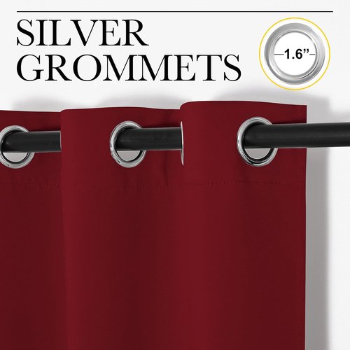 NICETOWN Burgundy Blackout Curtains - Thermal Insulated Draperies for Christmas | 34 x 84-Inch Pair