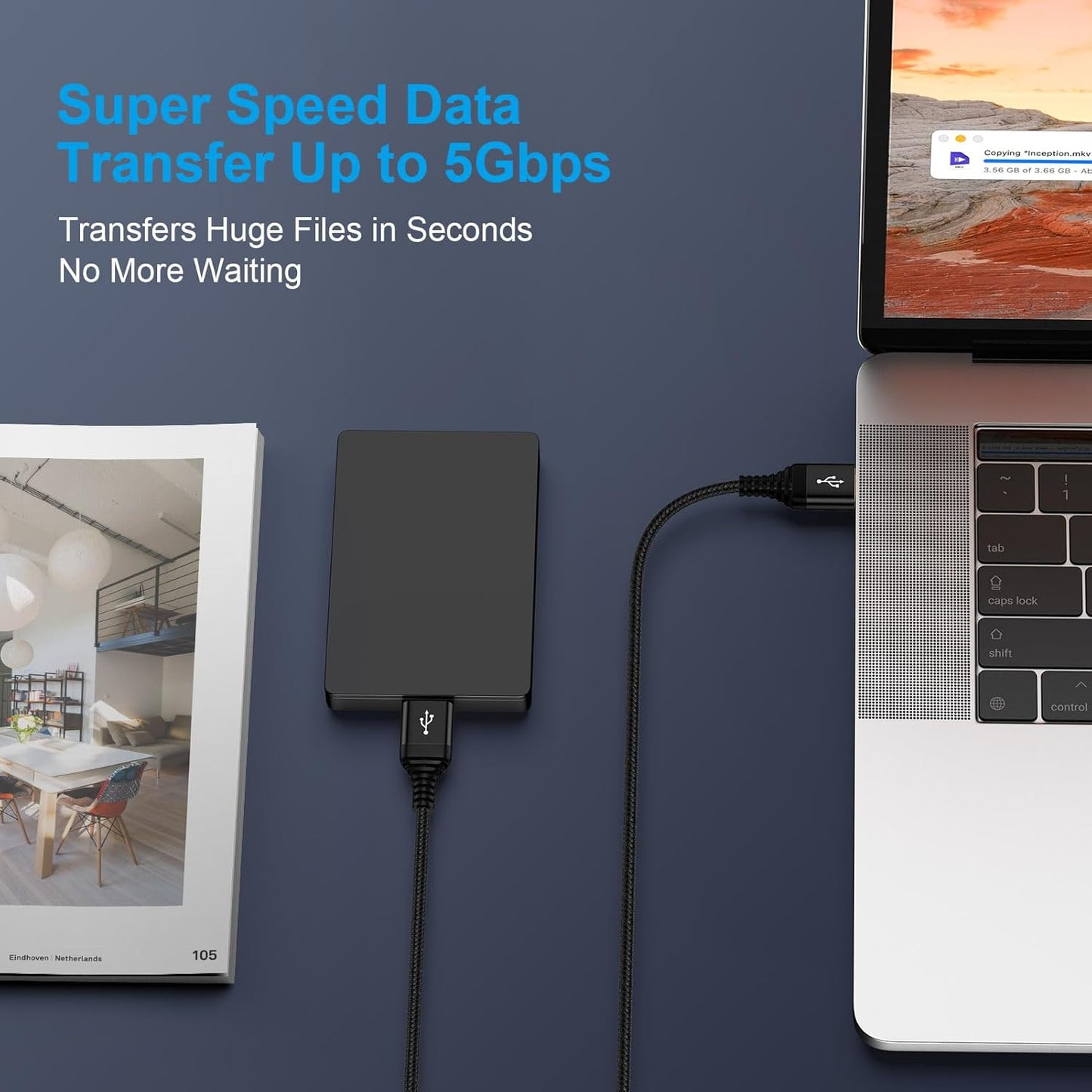 3.0 6 Bar,Monitor,USB3.0 Hub,Projector,Set USB A to A, FT, Male to Male Cable Double End USB Cord Data Transfer Cord